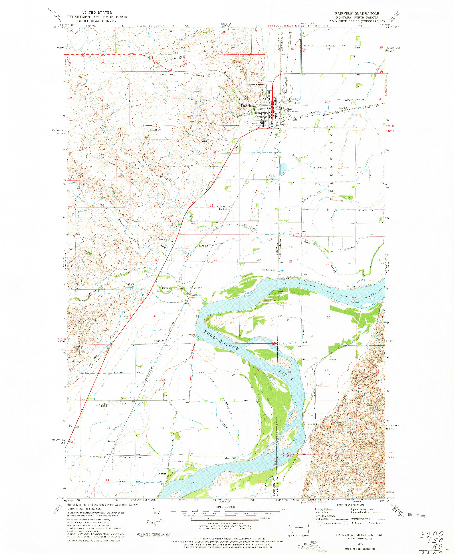 USGS 1:24000-SCALE QUADRANGLE FOR FAIRVIEW, MT 1972