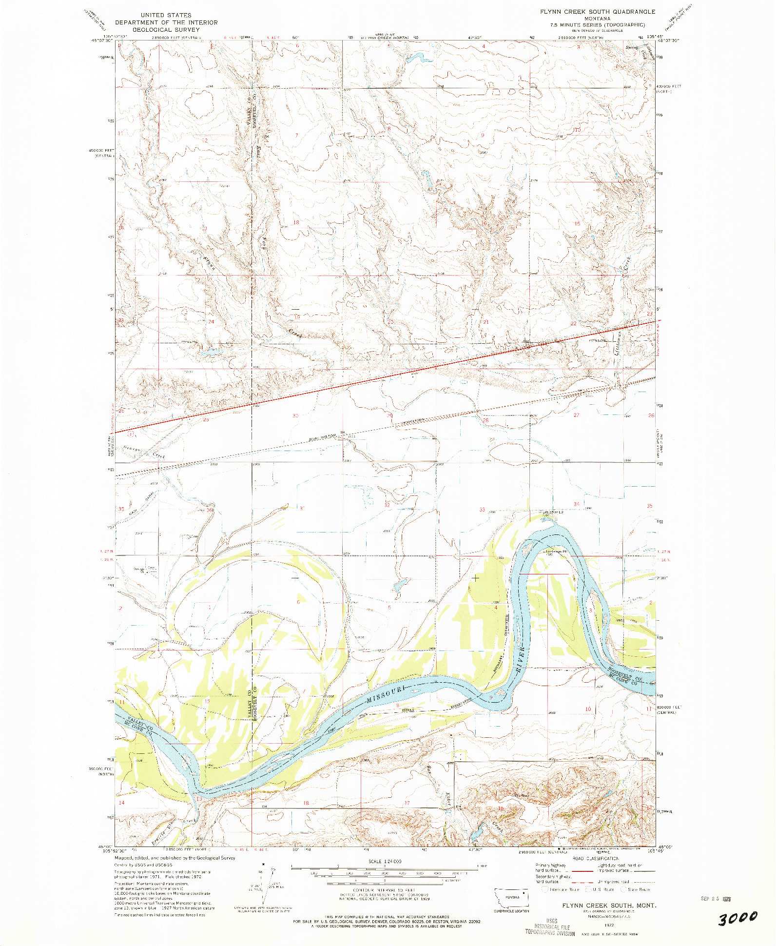 USGS 1:24000-SCALE QUADRANGLE FOR FLYNN CREEK SOUTH, MT 1972