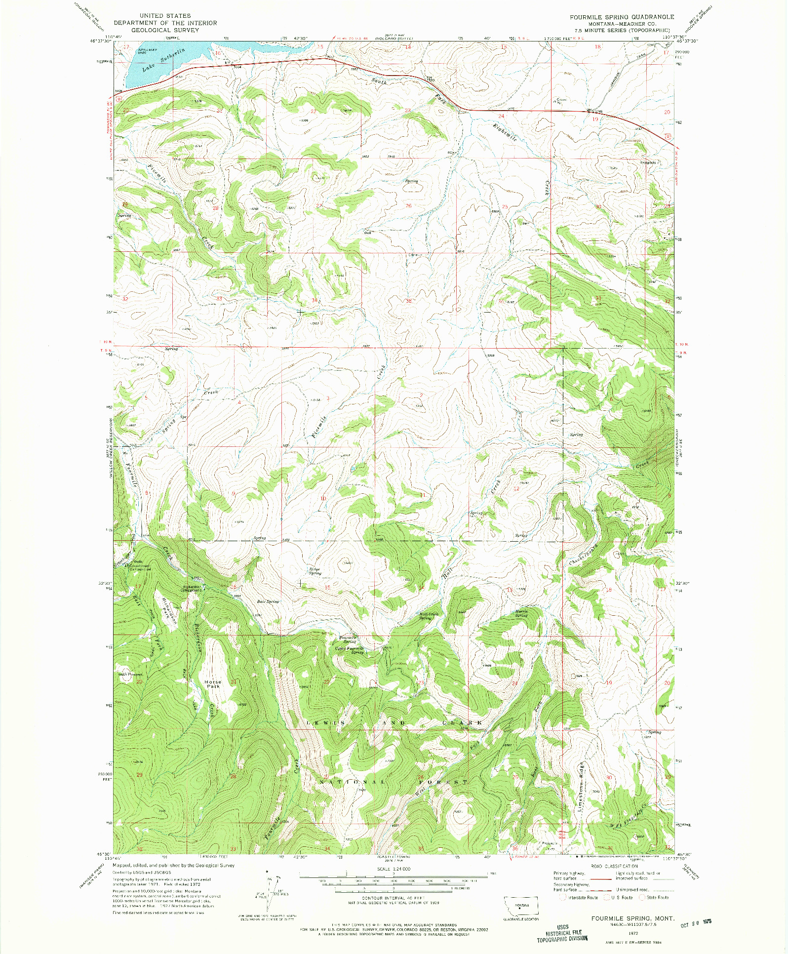 USGS 1:24000-SCALE QUADRANGLE FOR FOURMILE SPRING, MT 1972