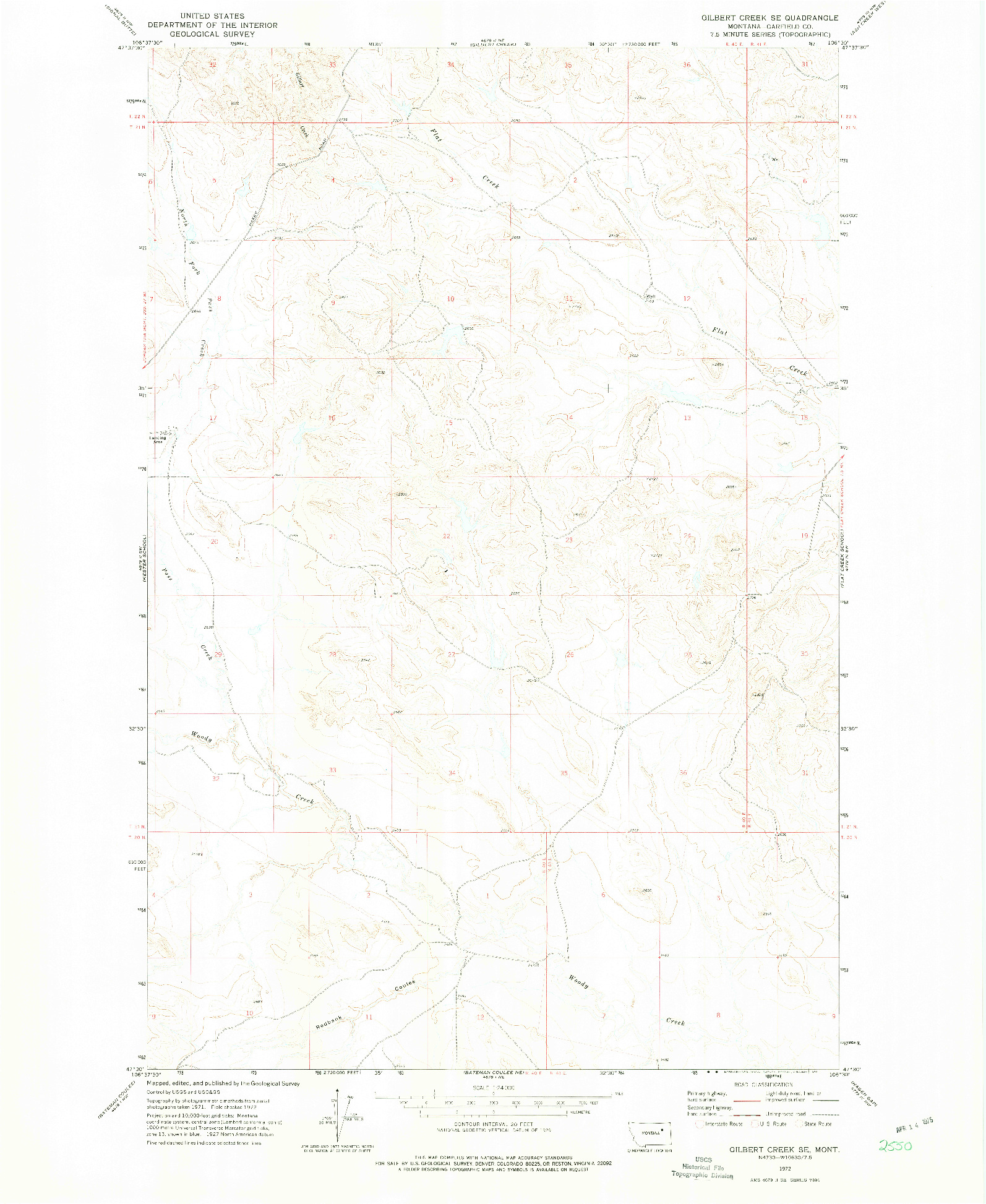 USGS 1:24000-SCALE QUADRANGLE FOR GILBERT CREEK SE, MT 1972