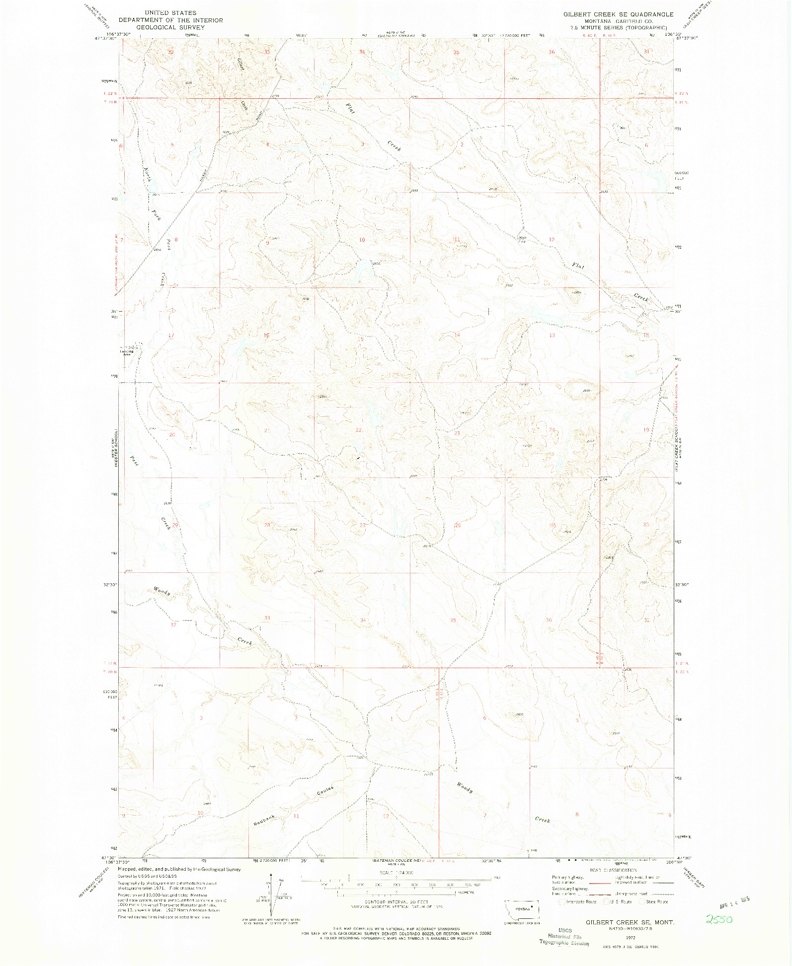 USGS 1:24000-SCALE QUADRANGLE FOR GILBERT CREEK SE, MT 1972