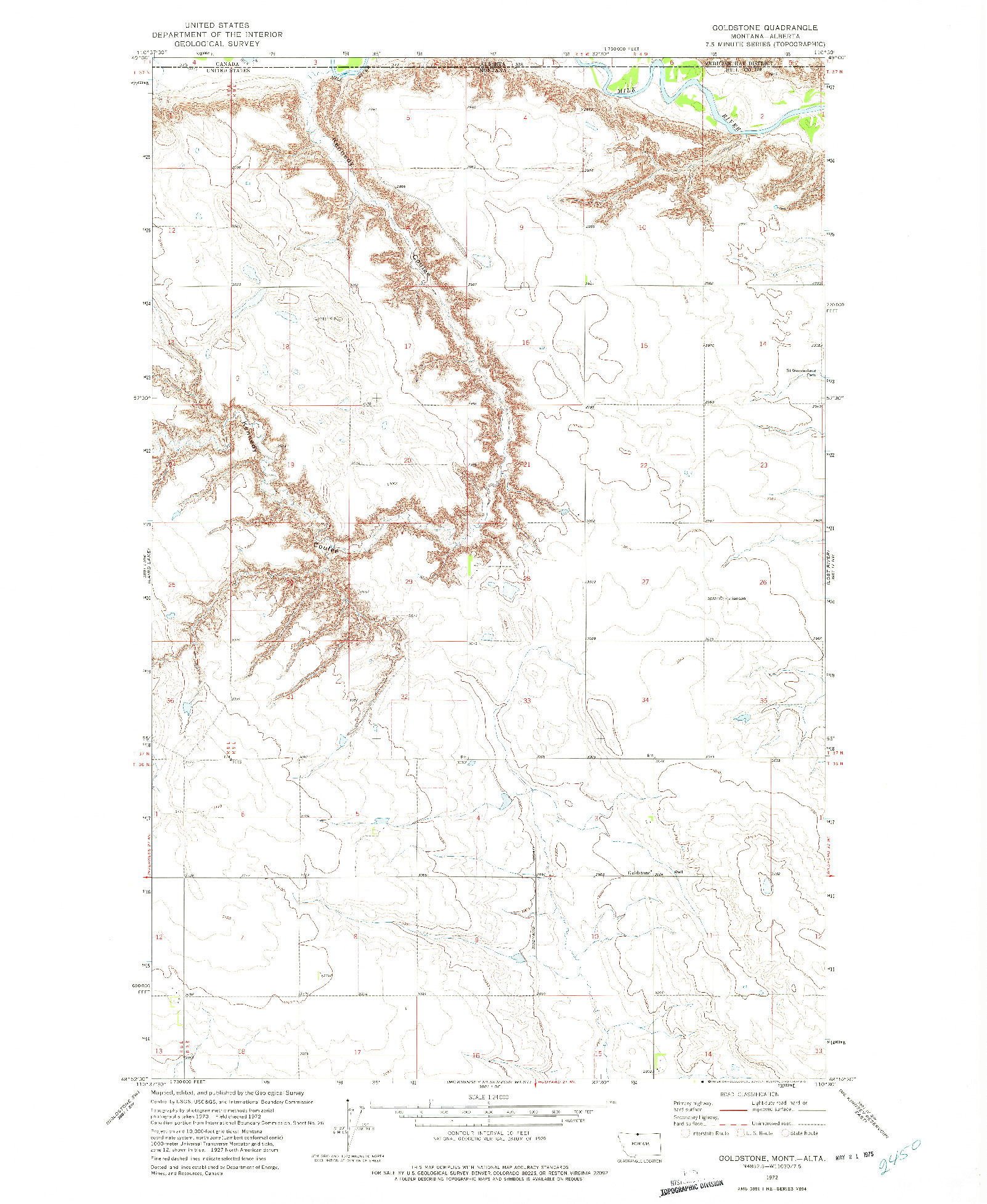 USGS 1:24000-SCALE QUADRANGLE FOR GOLDSTONE, MT 1972