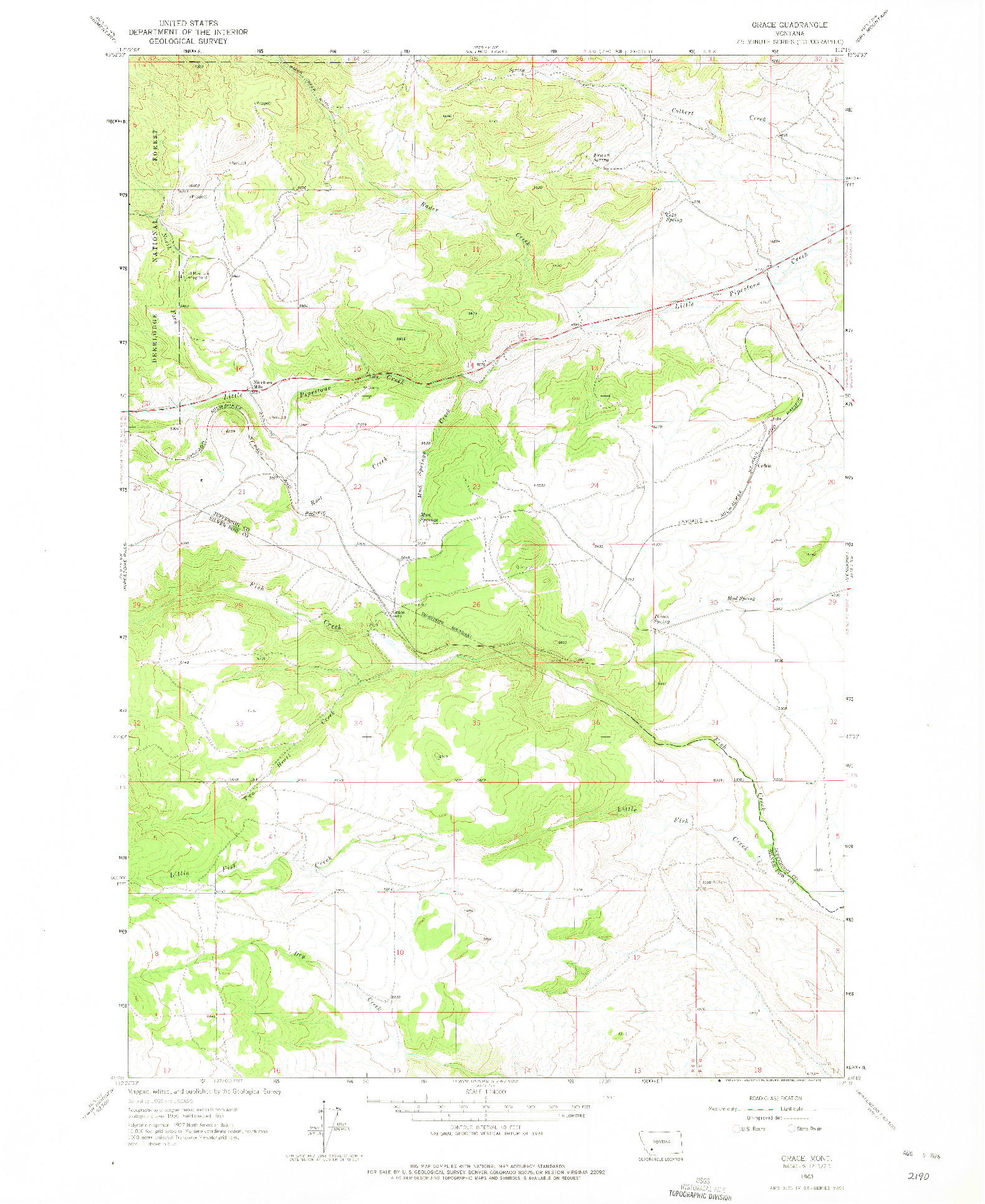 USGS 1:24000-SCALE QUADRANGLE FOR GRACE, MT 1963