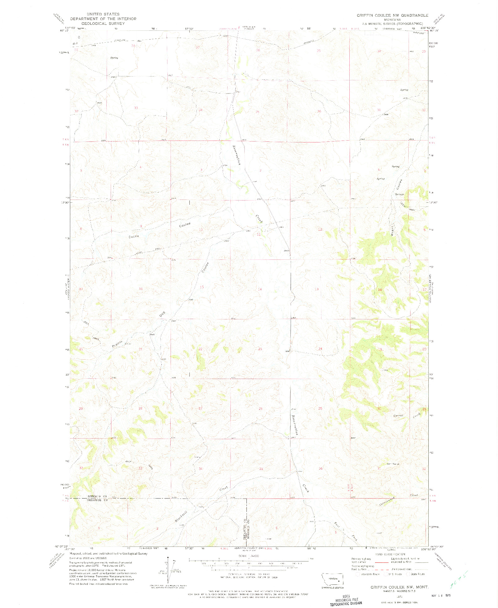 USGS 1:24000-SCALE QUADRANGLE FOR GRIFFIN COULEE NW, MT 1971