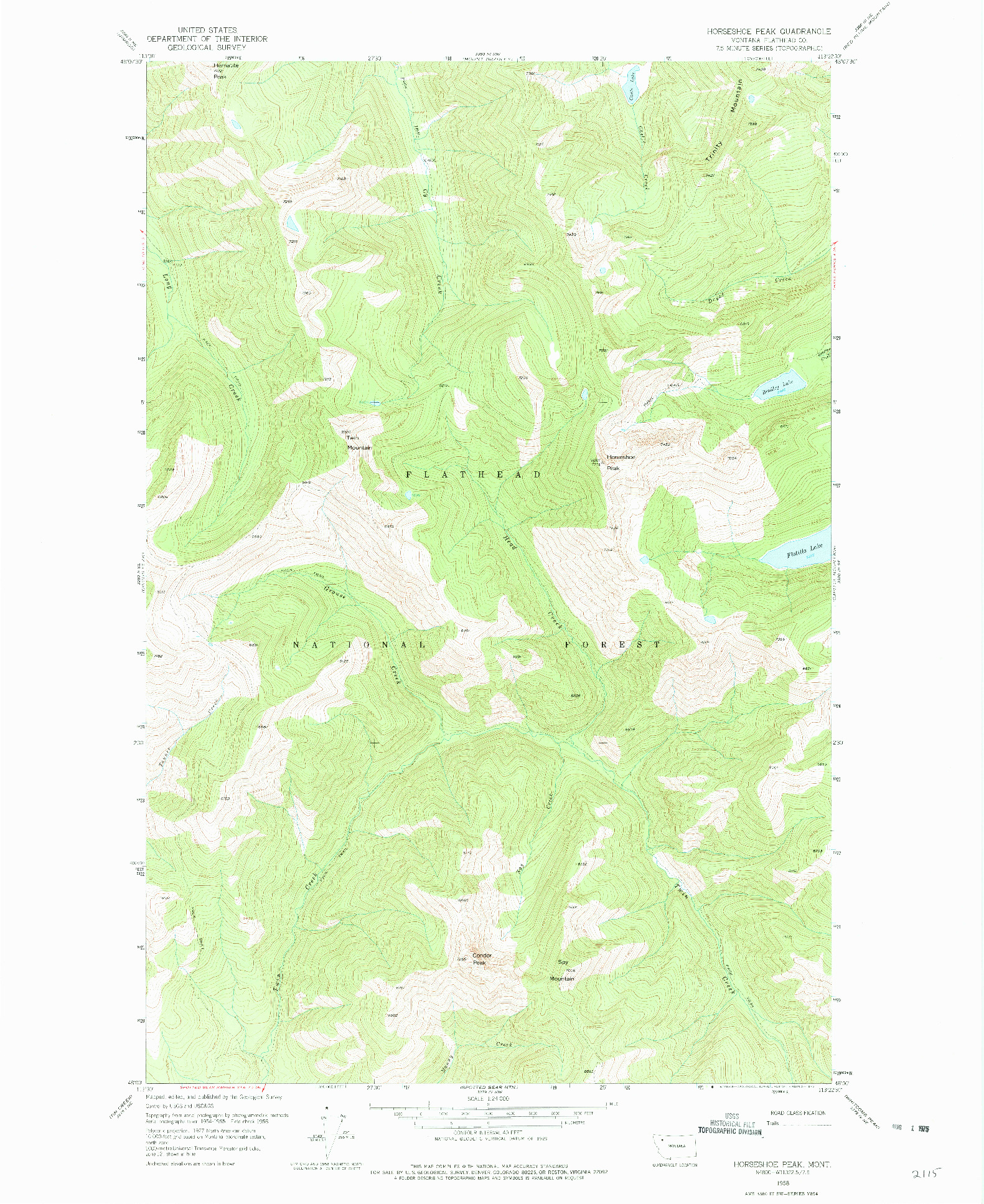 USGS 1:24000-SCALE QUADRANGLE FOR HORSESHOE PEAK, MT 1958