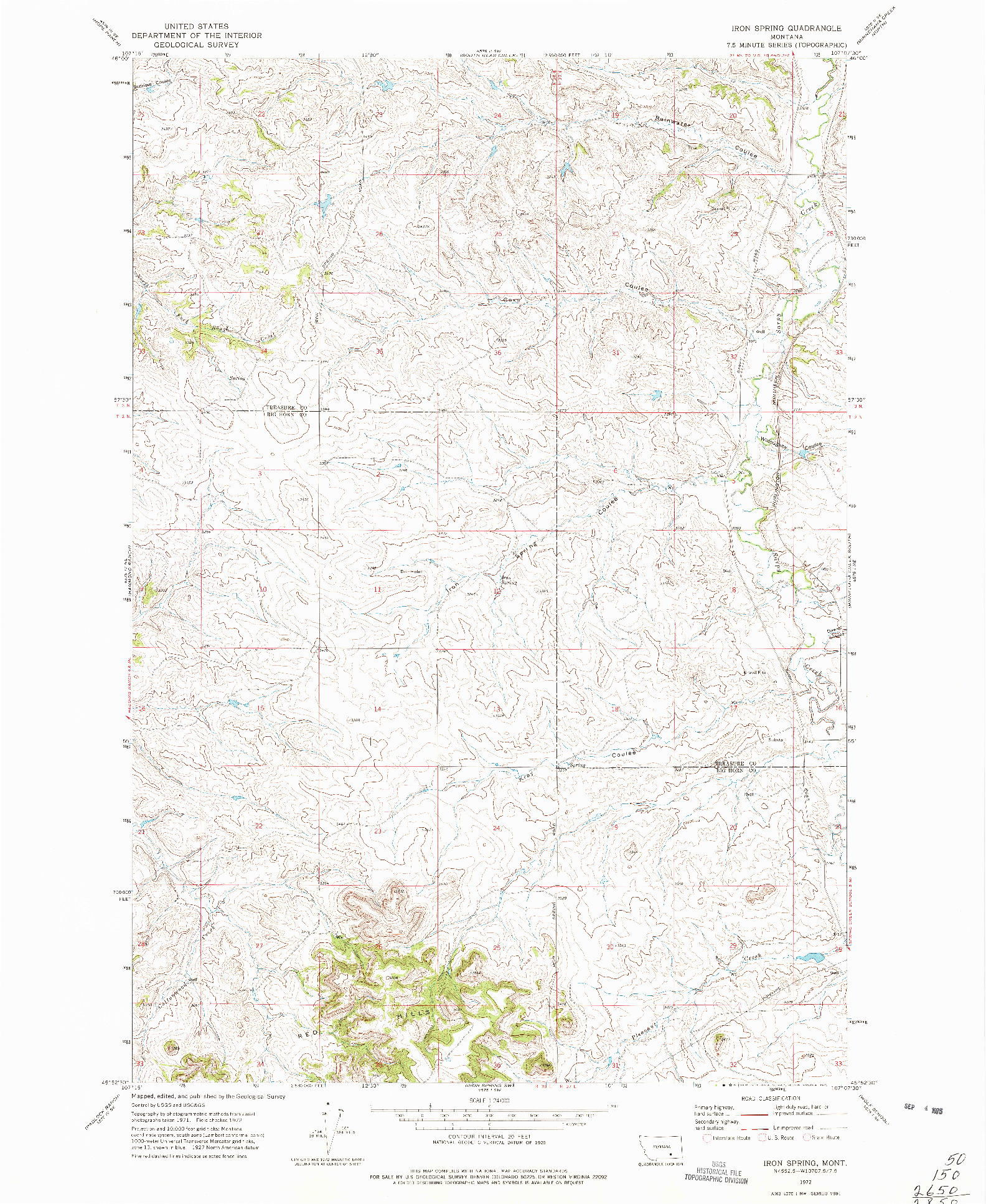 USGS 1:24000-SCALE QUADRANGLE FOR IRON SPRING, MT 1972