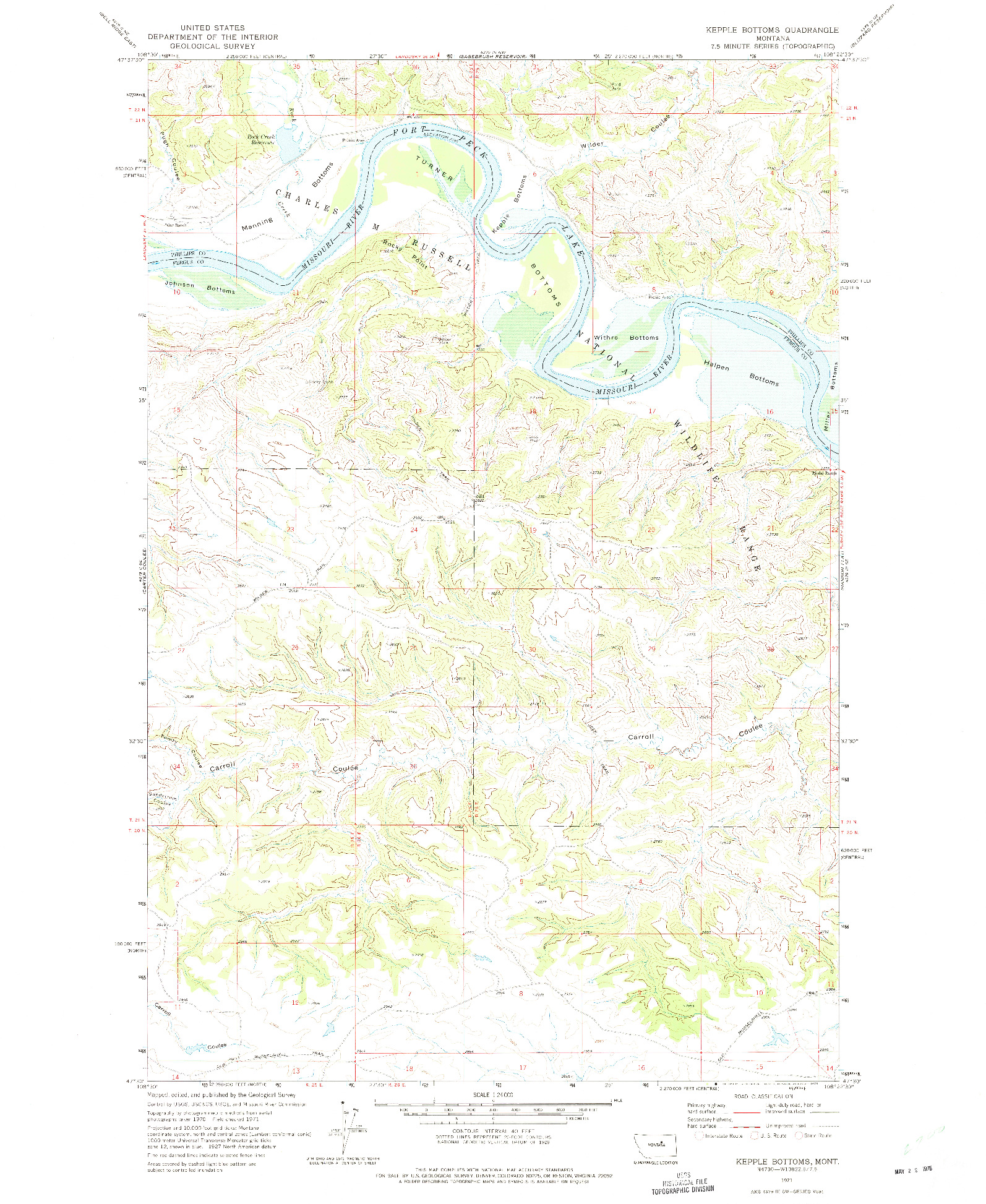 USGS 1:24000-SCALE QUADRANGLE FOR KEPPLE BOTTOMS, MT 1971