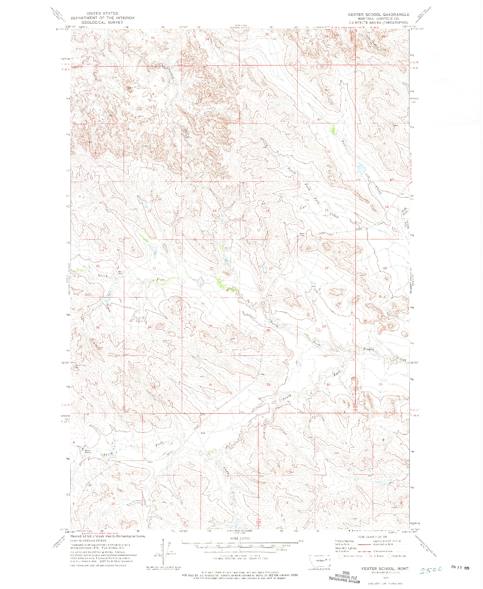 USGS 1:24000-SCALE QUADRANGLE FOR KESTER SCHOOL, MT 1972