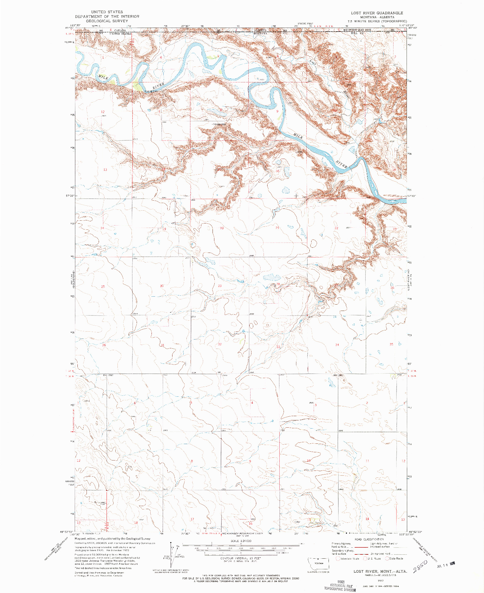 USGS 1:24000-SCALE QUADRANGLE FOR LOST RIVER, MT 1972