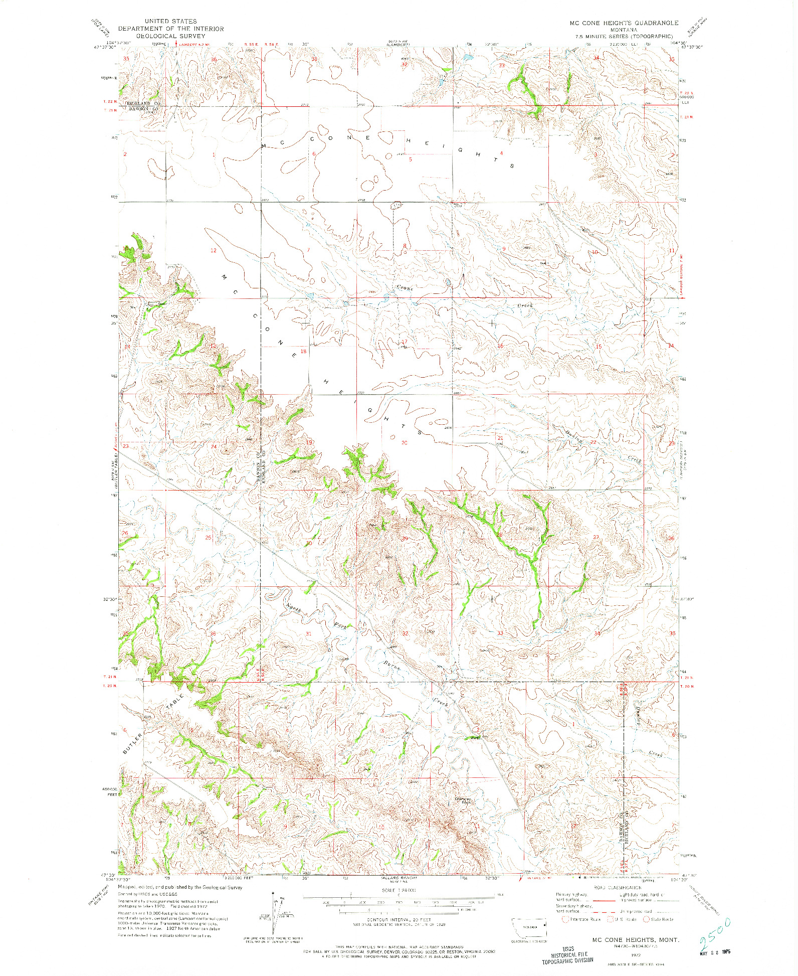 USGS 1:24000-SCALE QUADRANGLE FOR MC CONE HEIGHTS, MT 1972