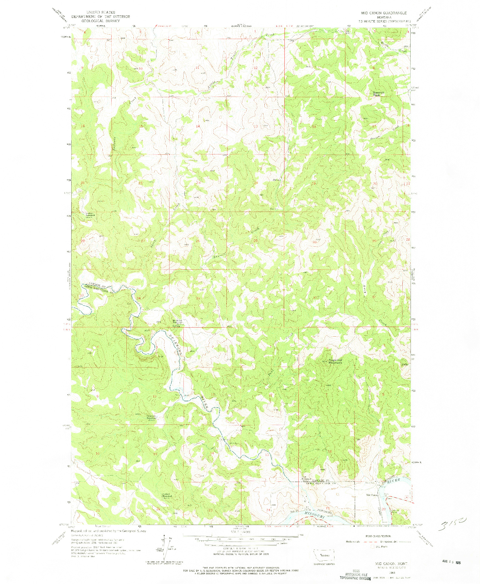 USGS 1:24000-SCALE QUADRANGLE FOR MID CANON, MT 1961