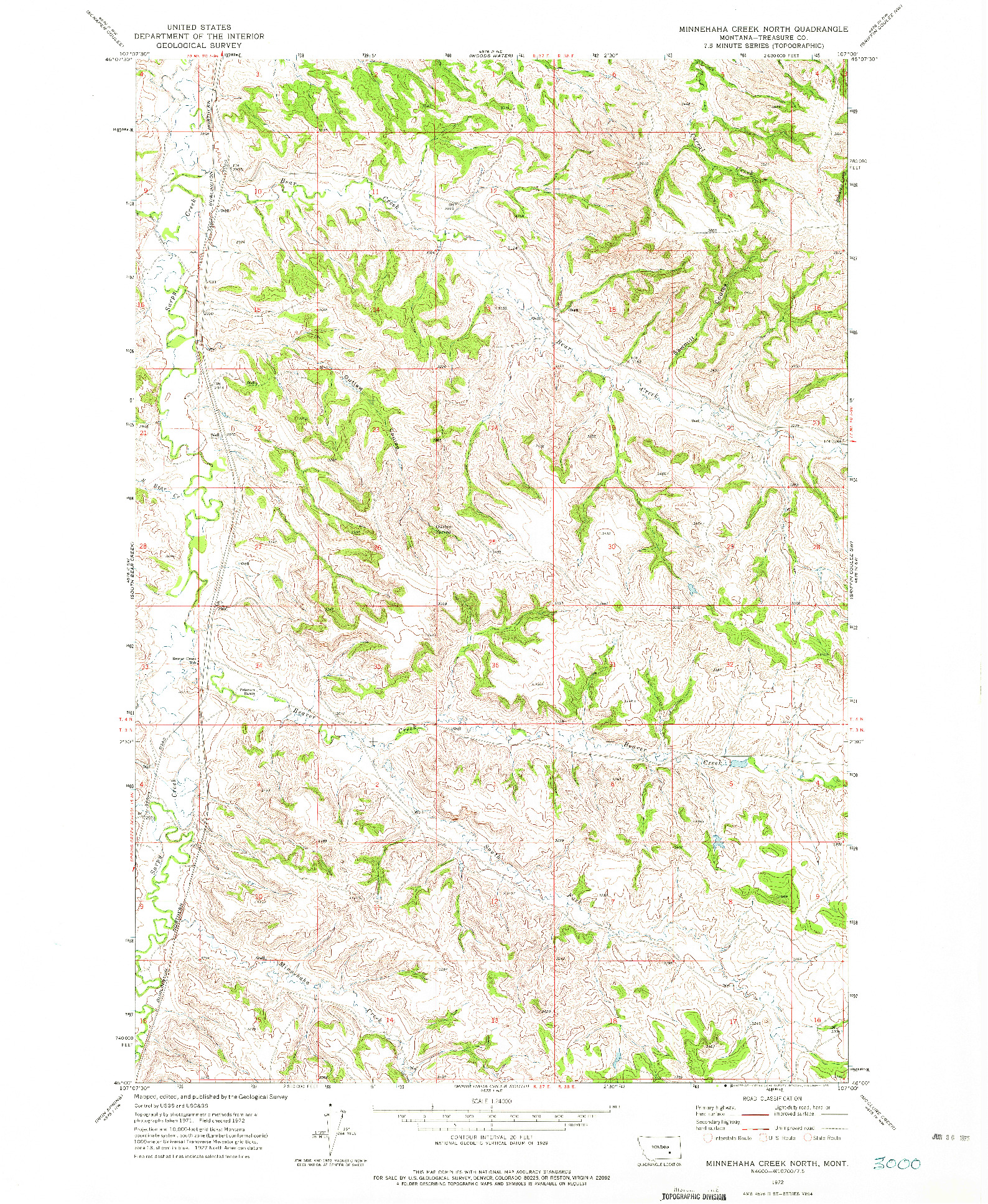 USGS 1:24000-SCALE QUADRANGLE FOR MINNEHAHA CREEK NORTH, MT 1972