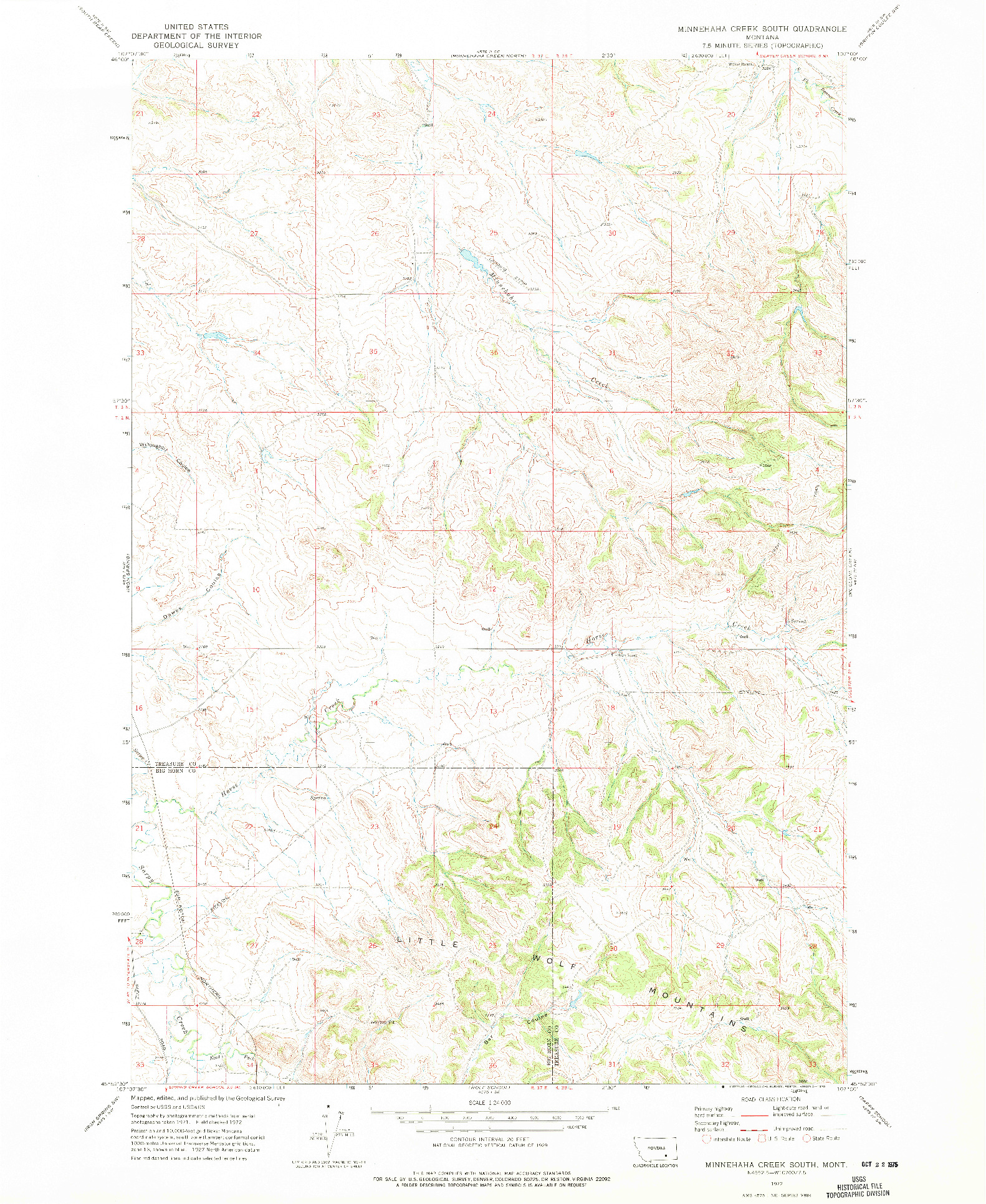 USGS 1:24000-SCALE QUADRANGLE FOR MINNEHAHA CREEK SOUTH, MT 1972