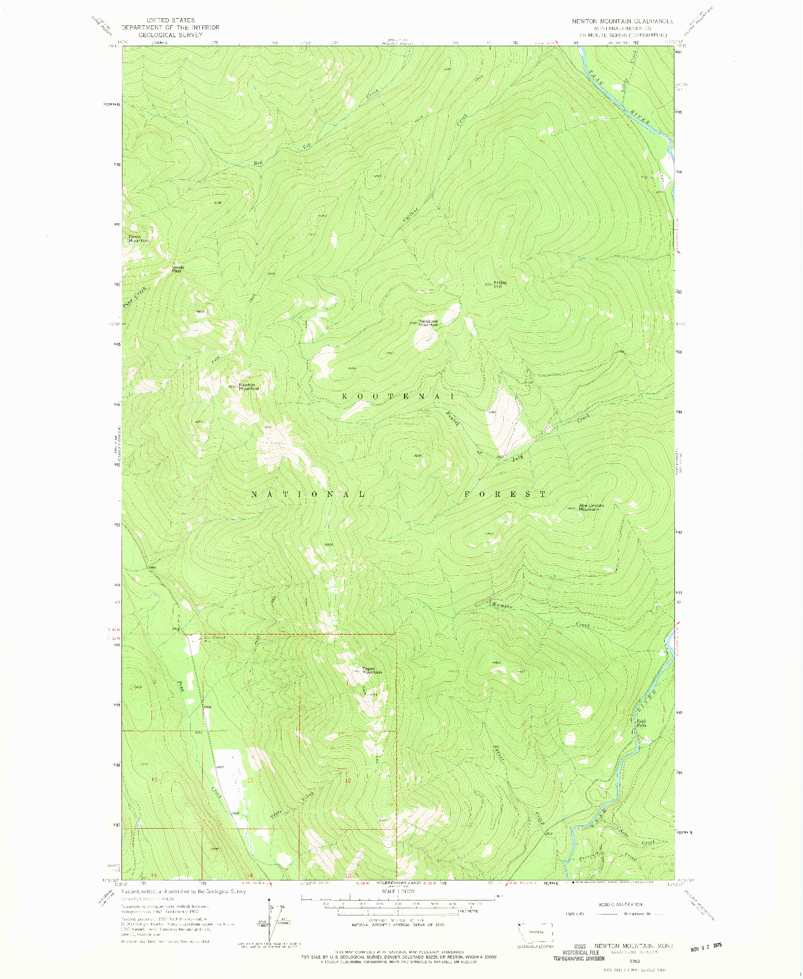 USGS 1:24000-SCALE QUADRANGLE FOR NEWTON MOUNTAIN, MT 1963