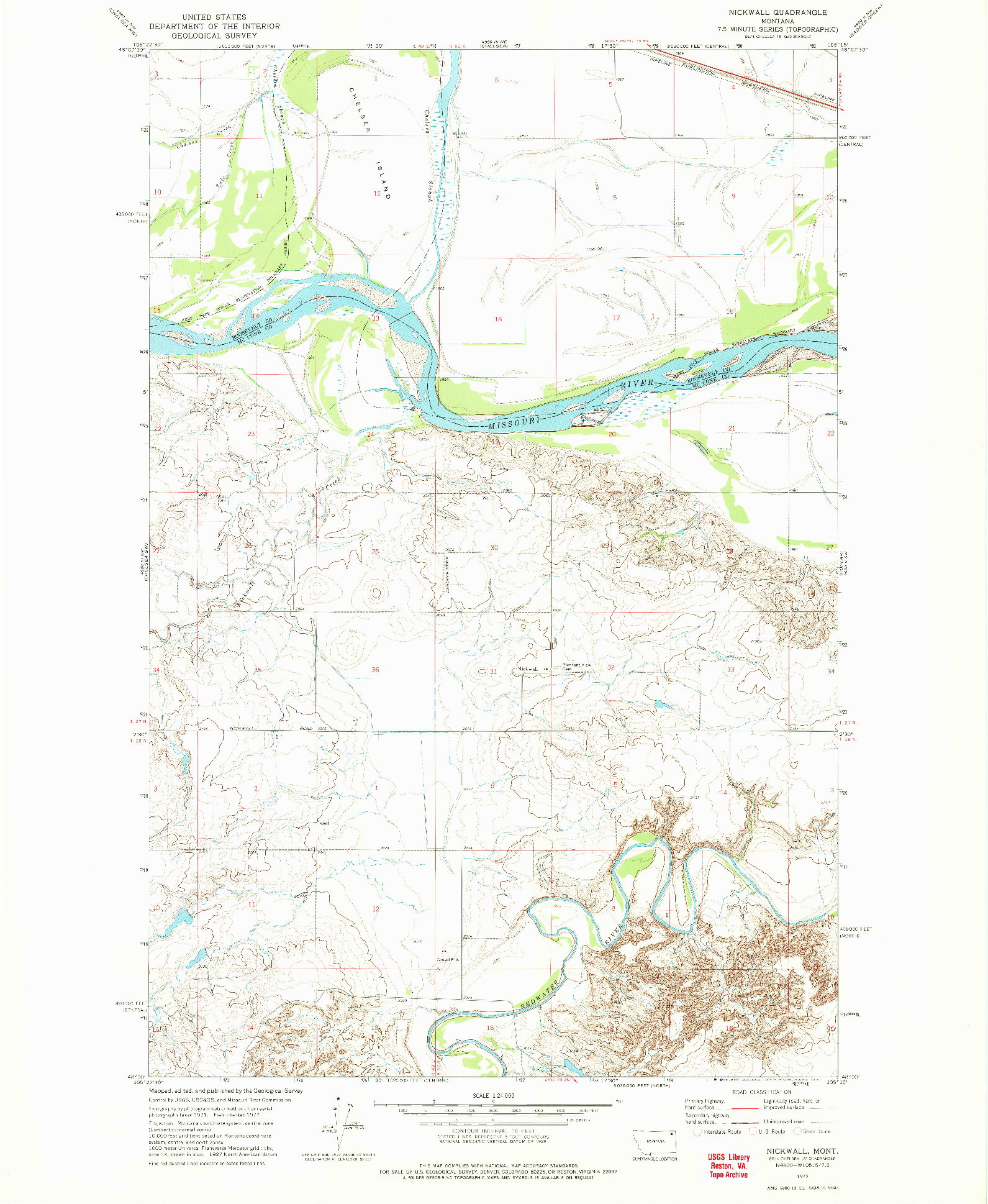 USGS 1:24000-SCALE QUADRANGLE FOR NICKWALL, MT 1972