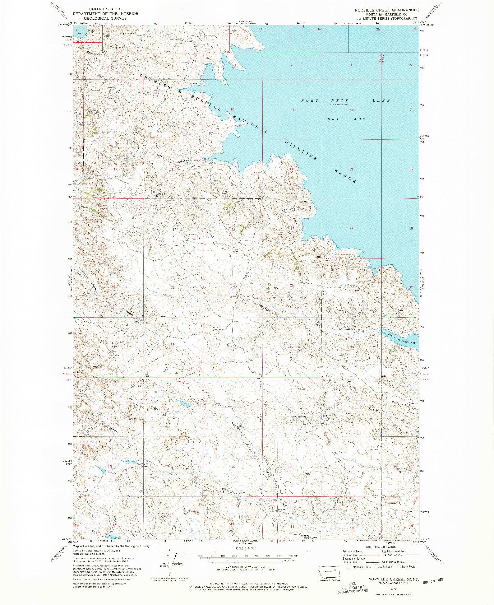 USGS 1:24000-SCALE QUADRANGLE FOR NORVILLE CREEK, MT 1972
