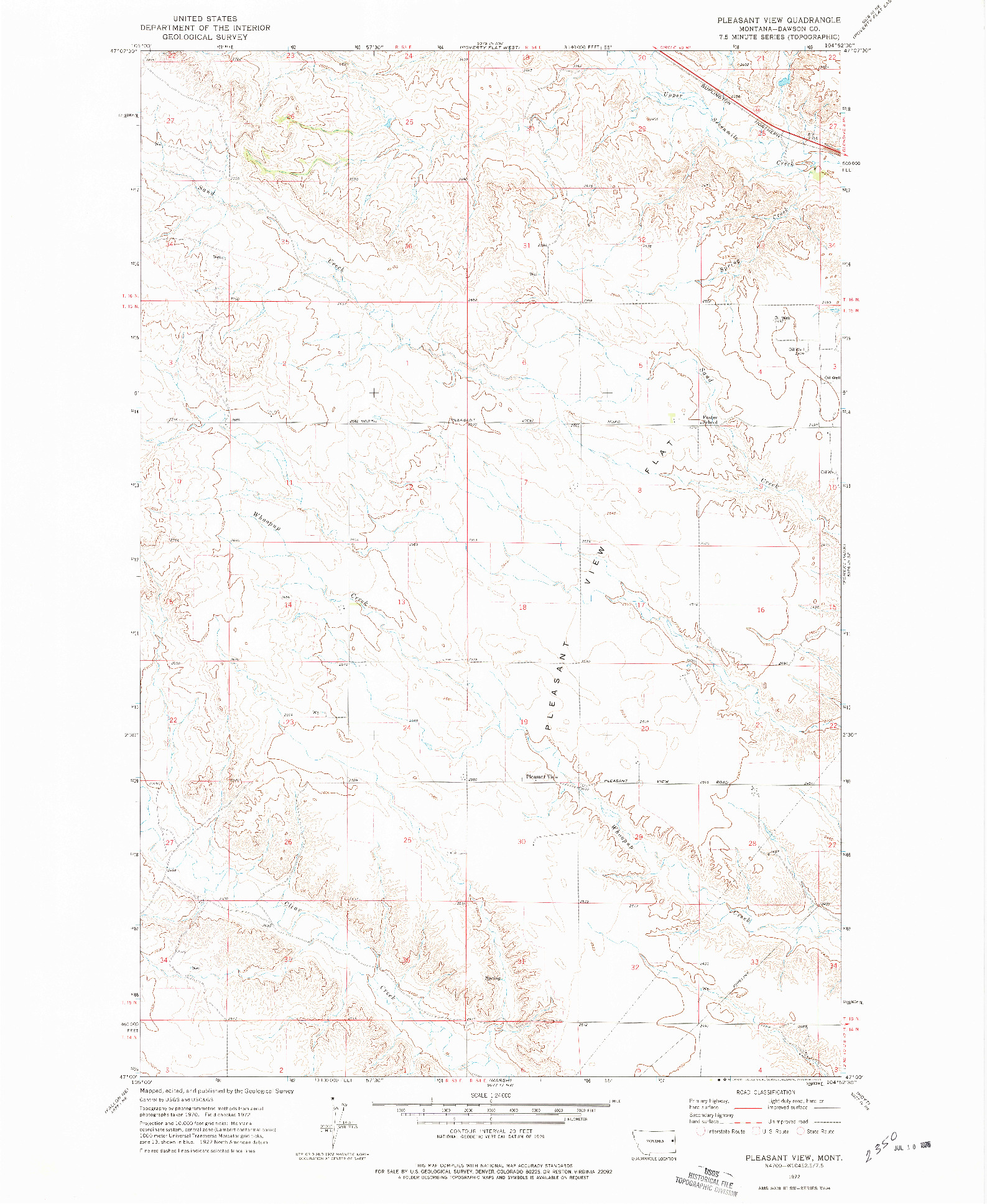 USGS 1:24000-SCALE QUADRANGLE FOR PLEASANT VIEW, MT 1972