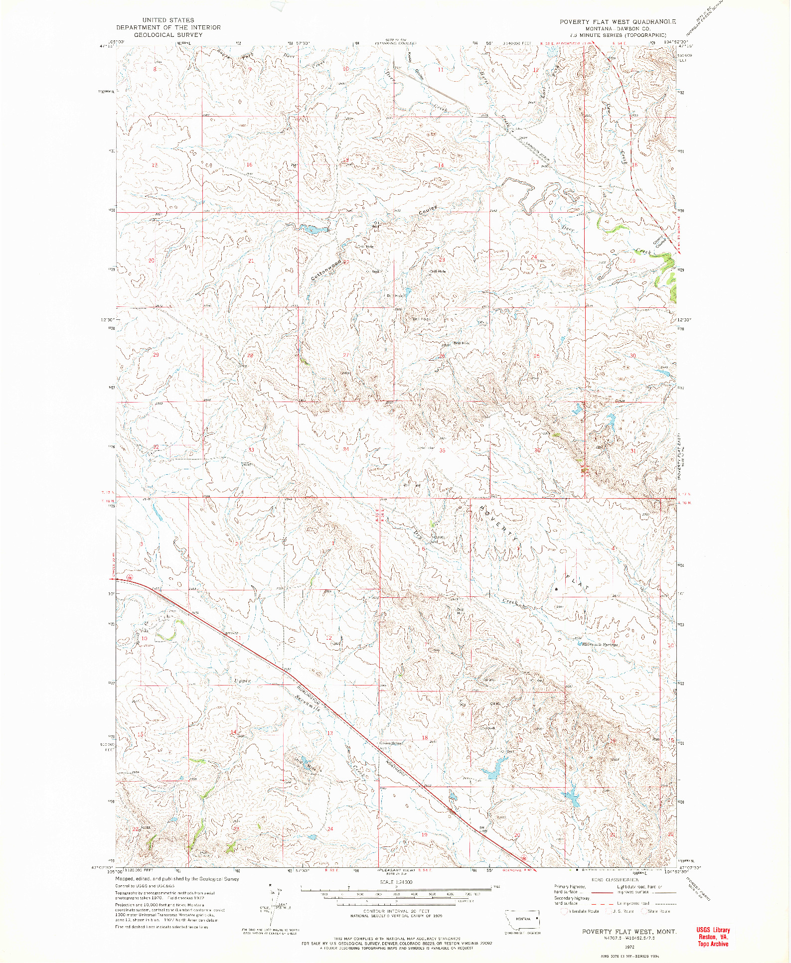 USGS 1:24000-SCALE QUADRANGLE FOR POVERTY FLAT WEST, MT 1972