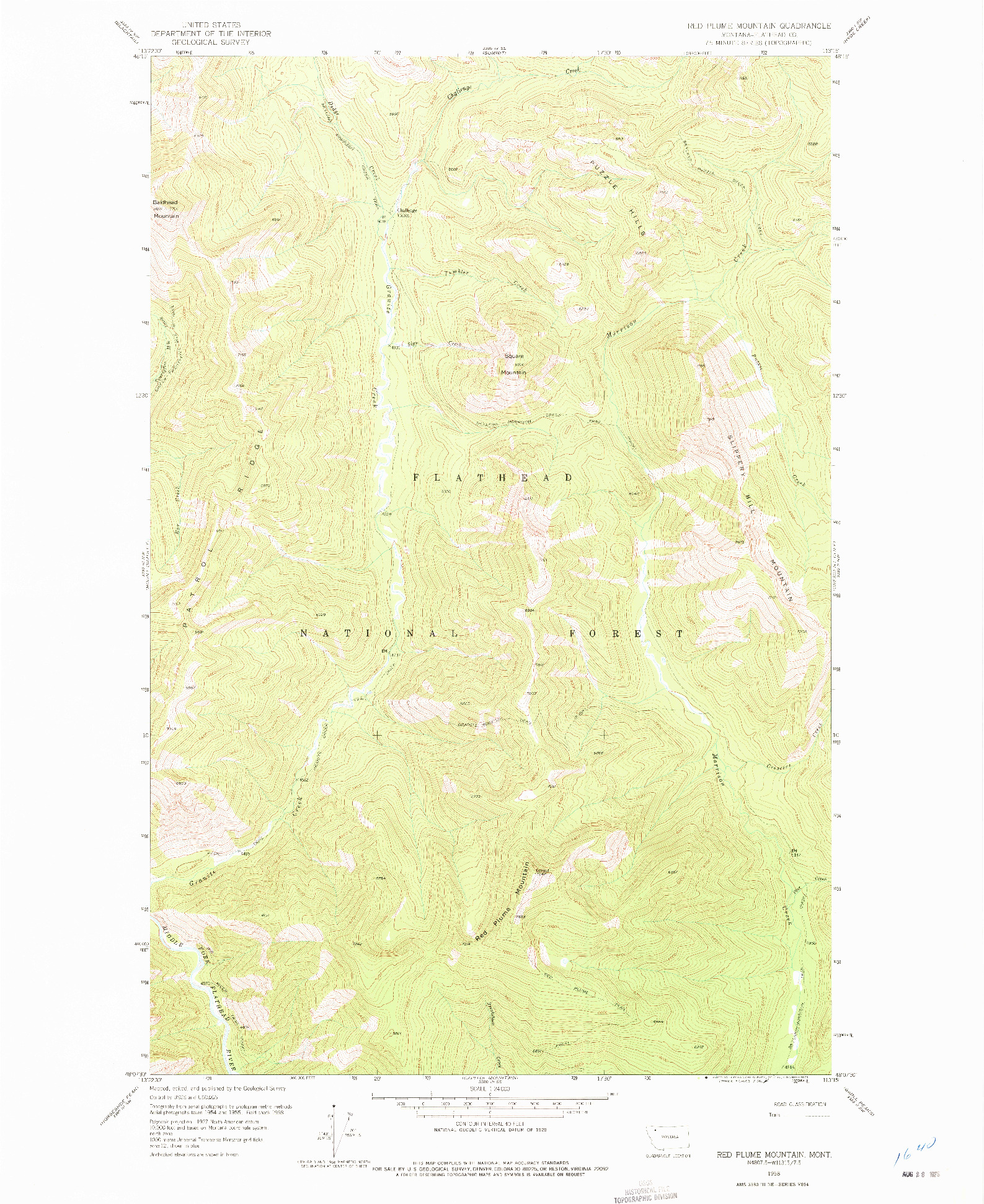 USGS 1:24000-SCALE QUADRANGLE FOR RED PLUME MOUNTAIN, MT 1958