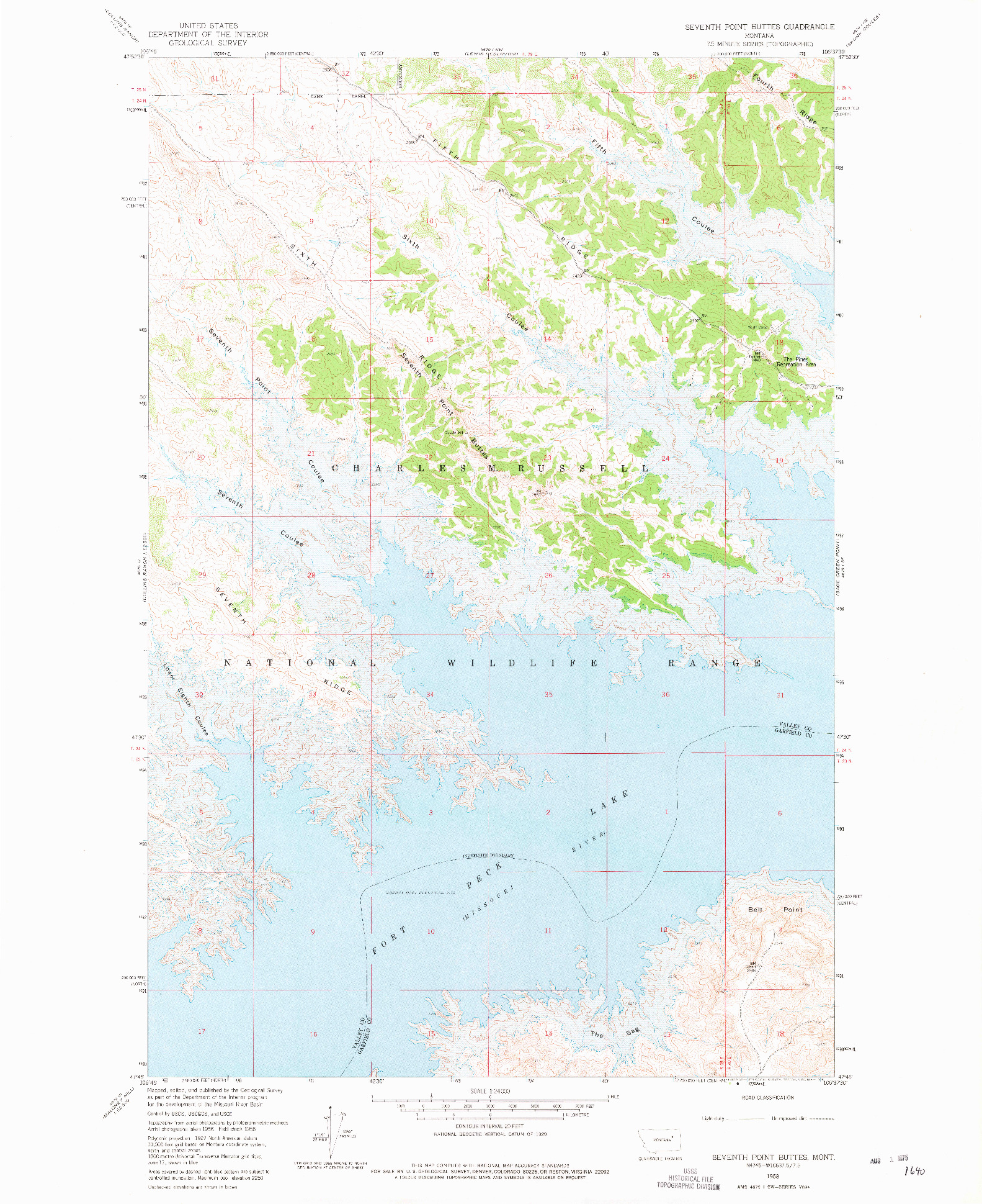 USGS 1:24000-SCALE QUADRANGLE FOR SEVENTH POINT BUTTES, MT 1958