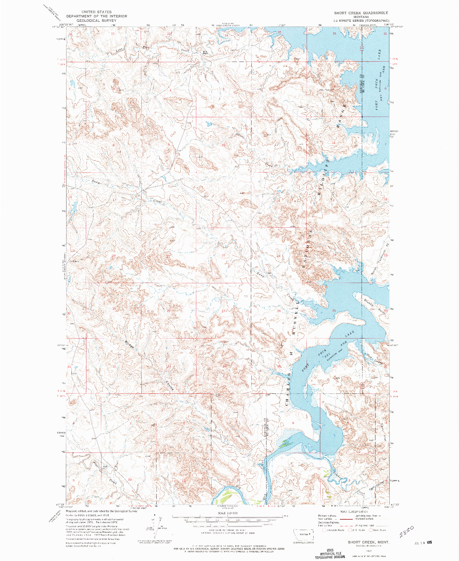 USGS 1:24000-SCALE QUADRANGLE FOR SHORT CREEK, MT 1972