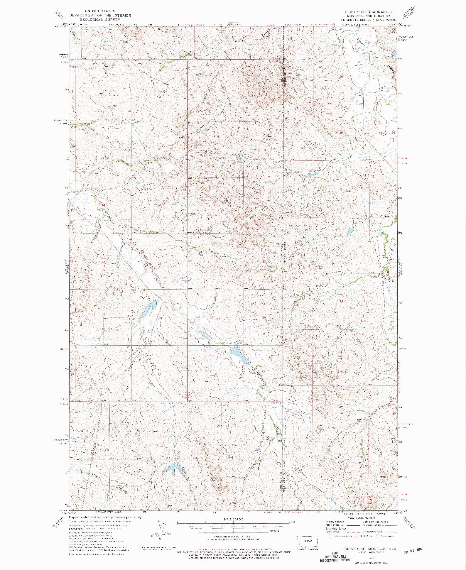 USGS 1:24000-SCALE QUADRANGLE FOR SIDNEY SE, MT 1972