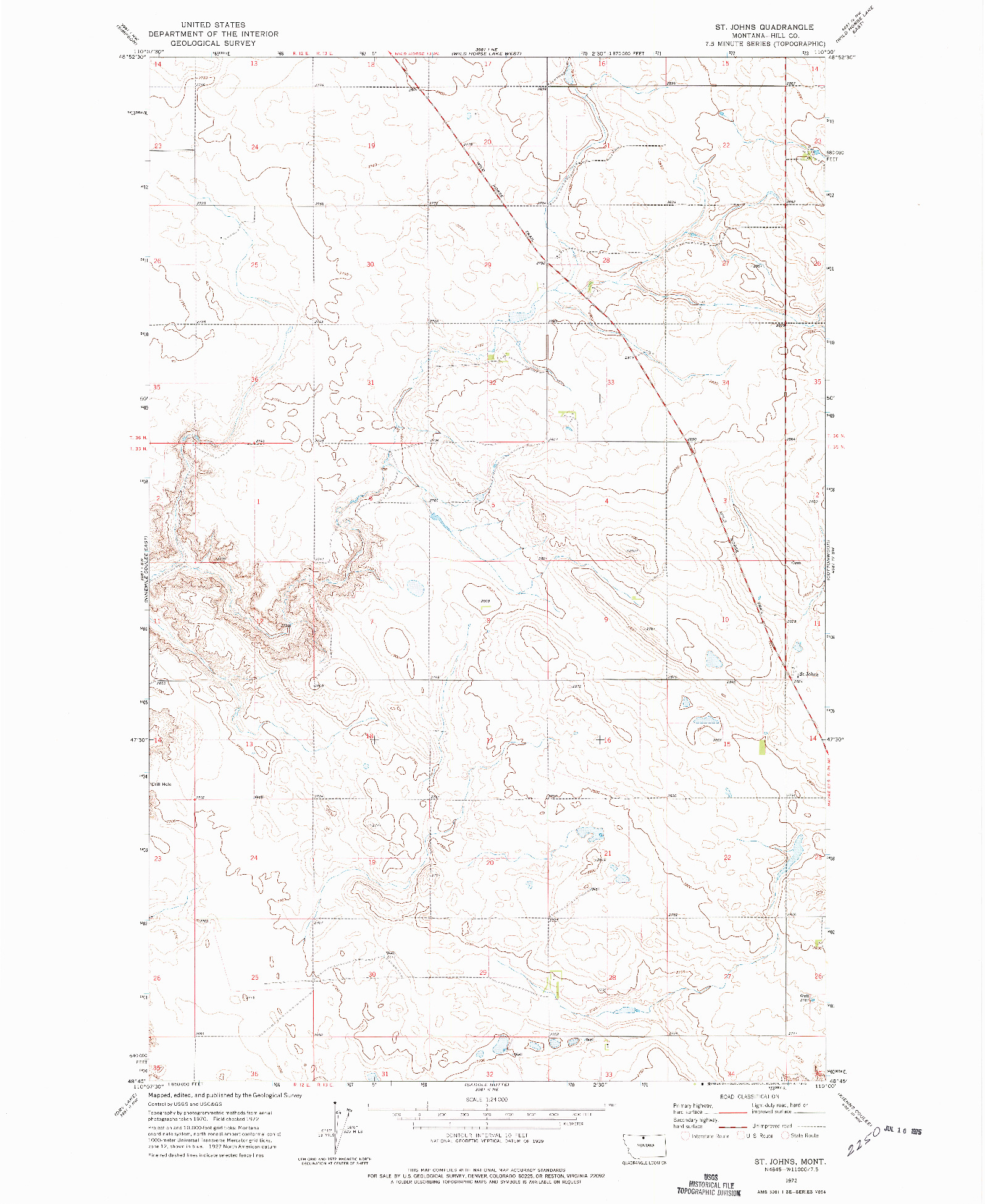 USGS 1:24000-SCALE QUADRANGLE FOR ST. JOHNS, MT 1972