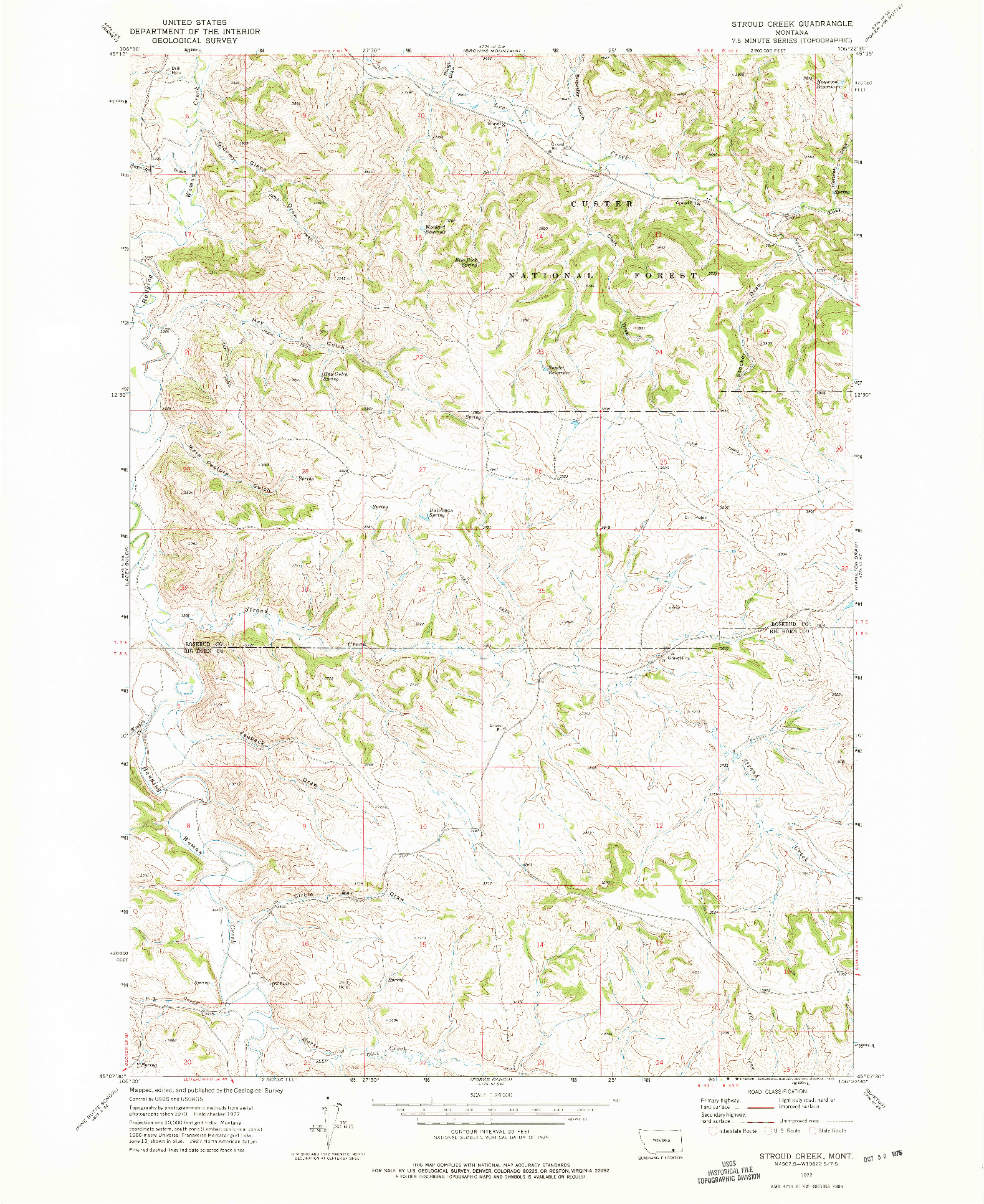 USGS 1:24000-SCALE QUADRANGLE FOR STROUD CREEK, MT 1972