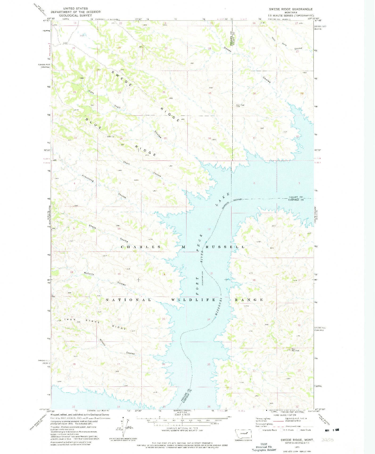 USGS 1:24000-SCALE QUADRANGLE FOR SWEDE RIDGE, MT 1971