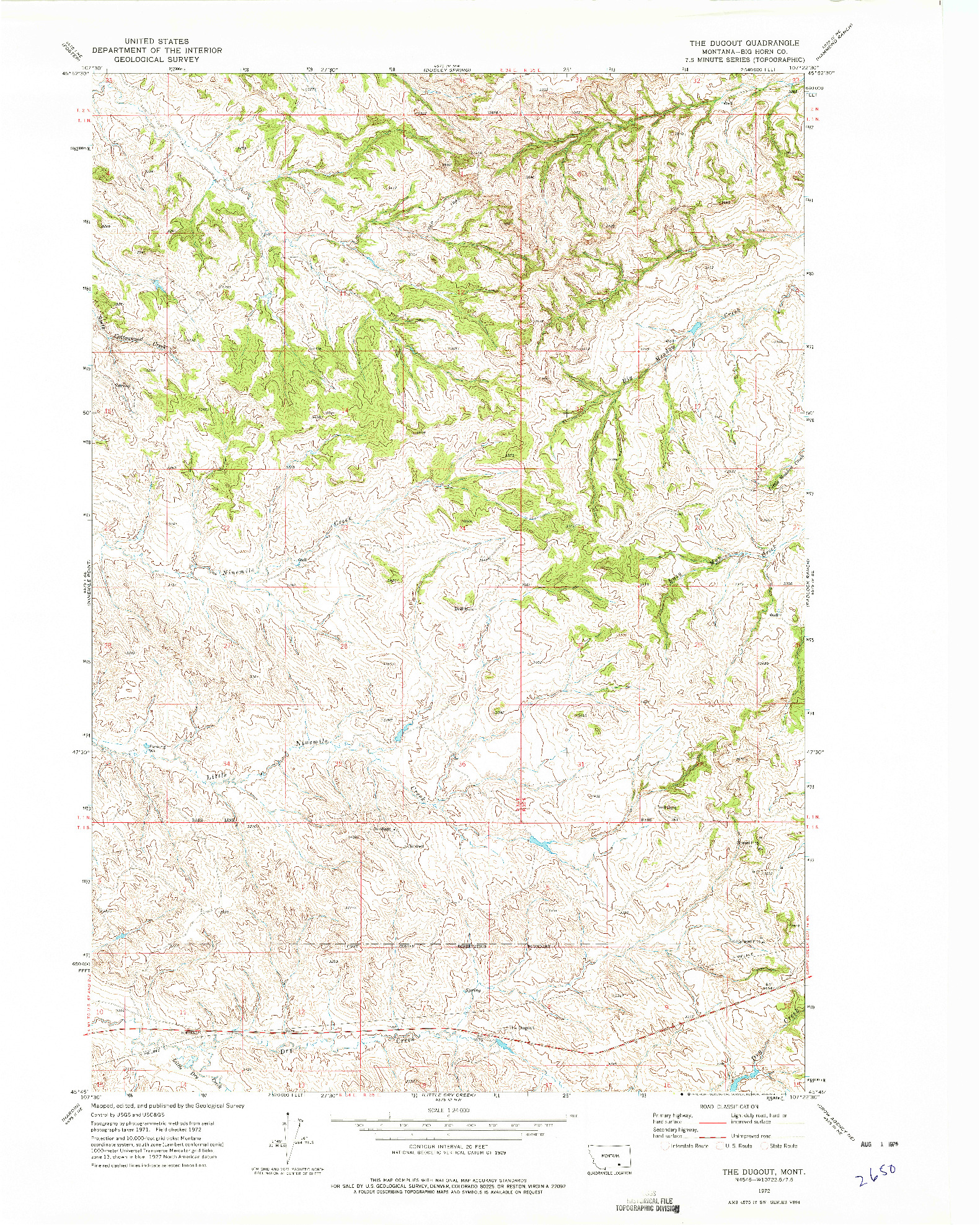 USGS 1:24000-SCALE QUADRANGLE FOR THE DUGOUT, MT 1972