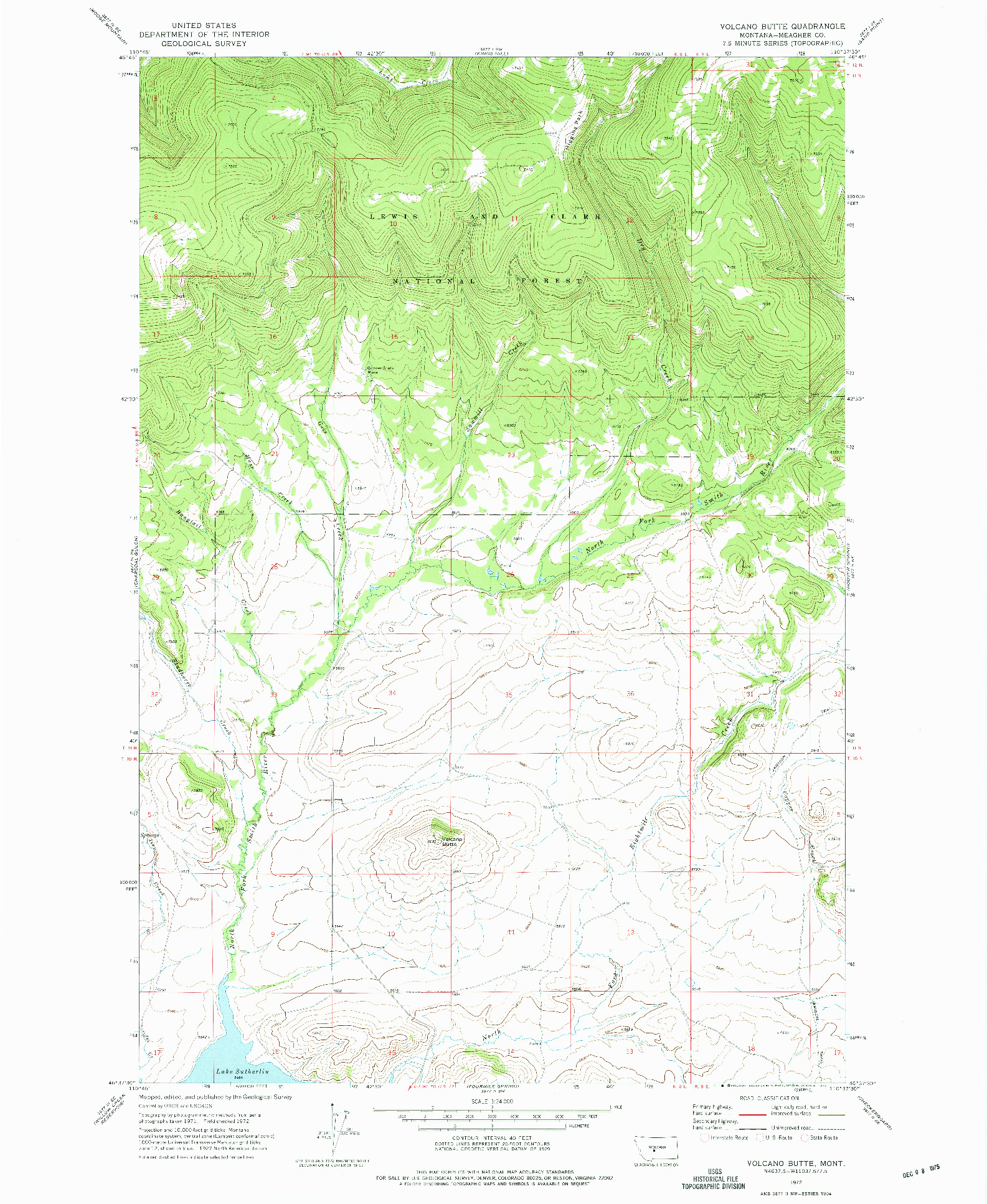 USGS 1:24000-SCALE QUADRANGLE FOR VOLCANO BUTTE, MT 1972