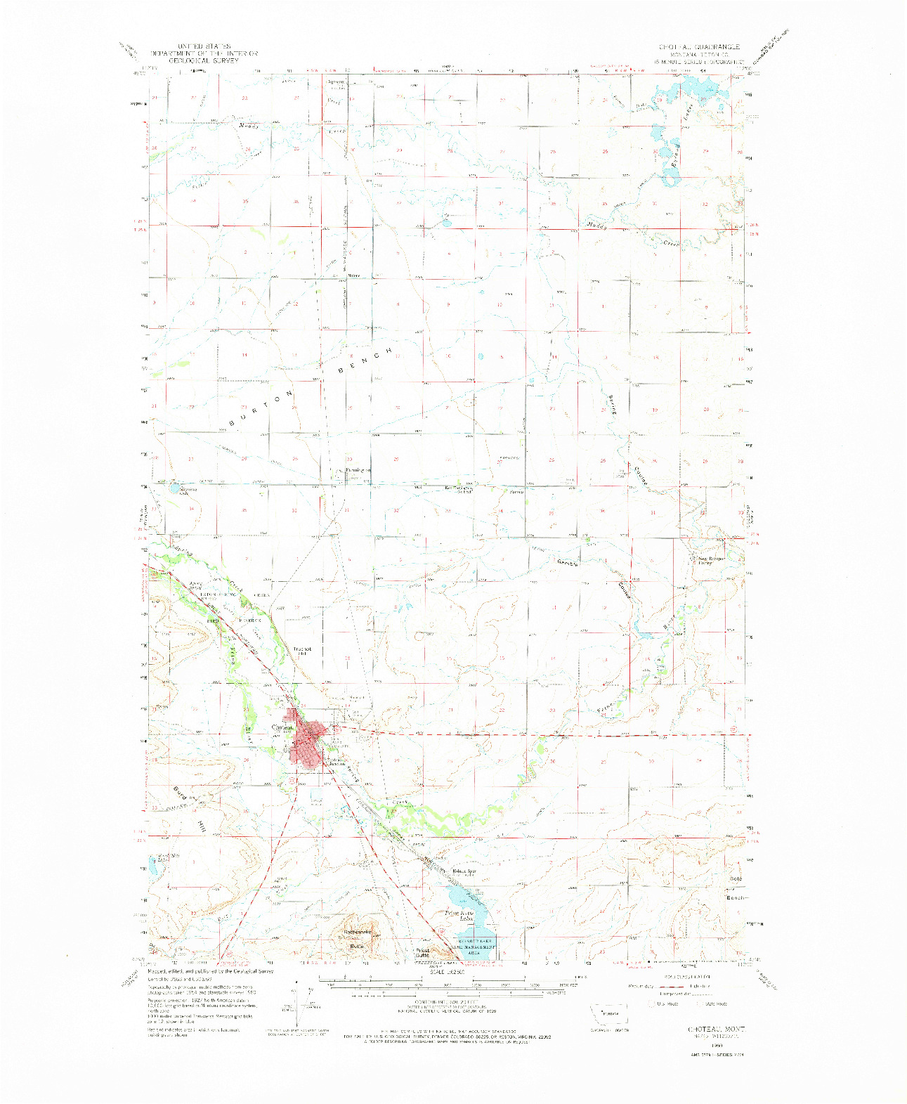 USGS 1:62500-SCALE QUADRANGLE FOR CHOTEAU, MT 1960