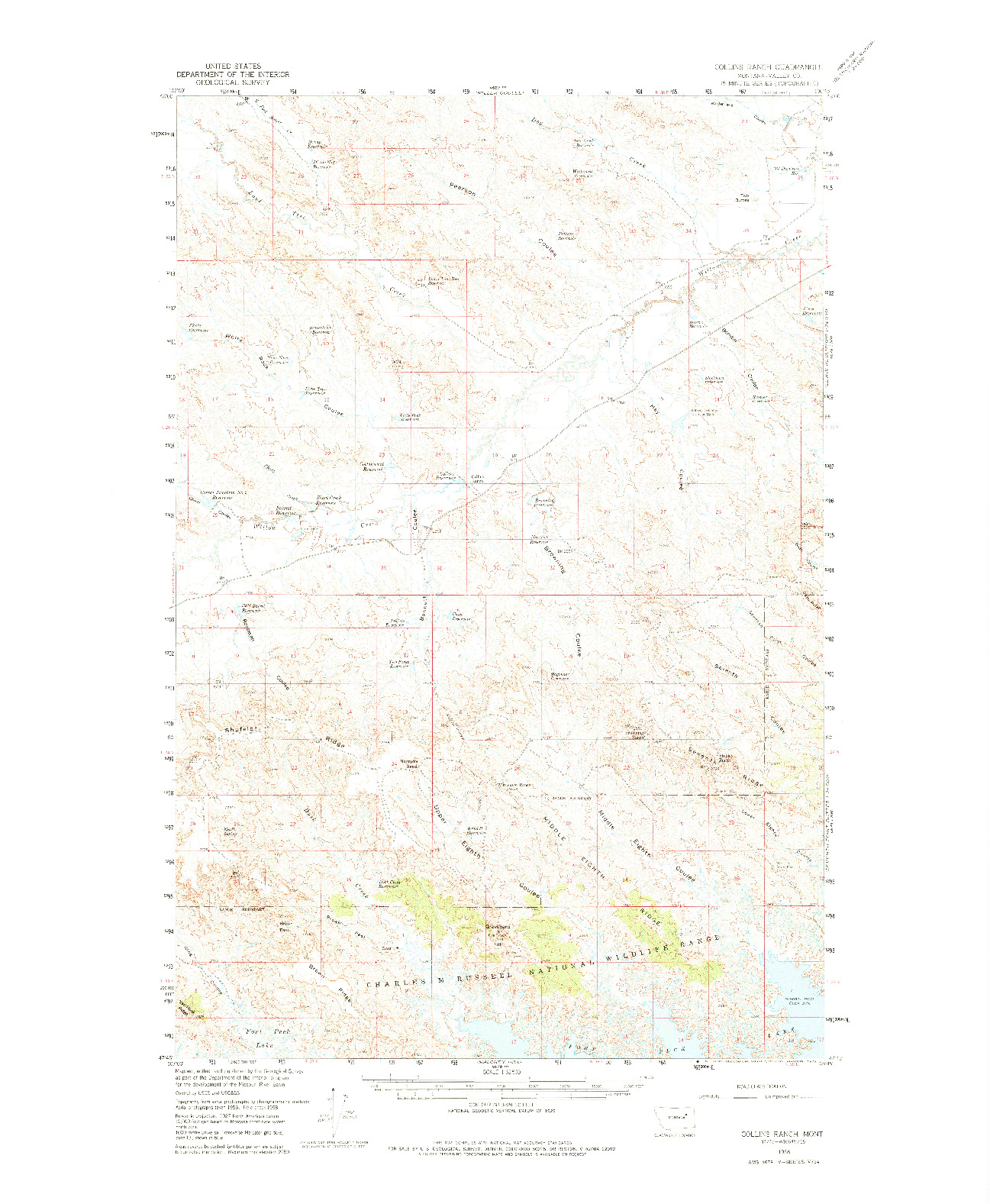 USGS 1:62500-SCALE QUADRANGLE FOR COLLINS RANCH, MT 1958