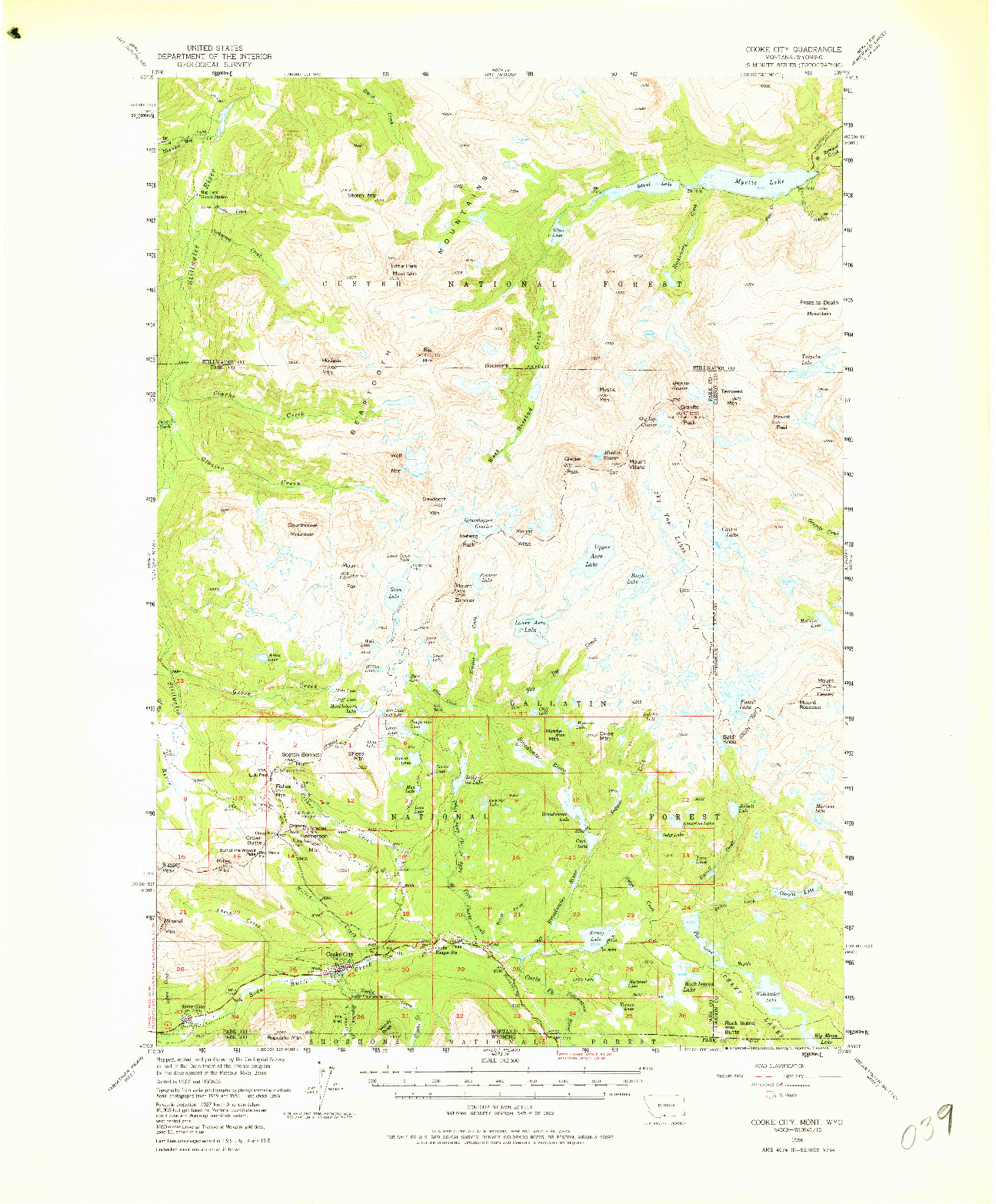 USGS 1:62500-SCALE QUADRANGLE FOR COOKE CITY, MT 1956