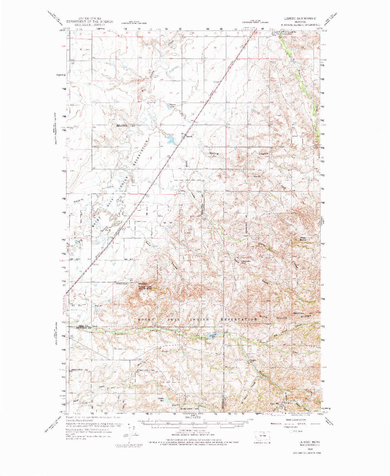 USGS 1:62500-SCALE QUADRANGLE FOR LAREDO, MT 1959