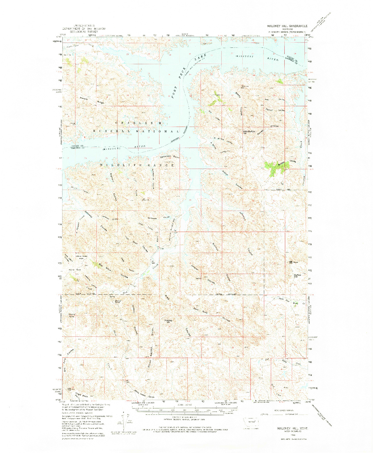 USGS 1:62500-SCALE QUADRANGLE FOR MALONEY HILL, MT 1958