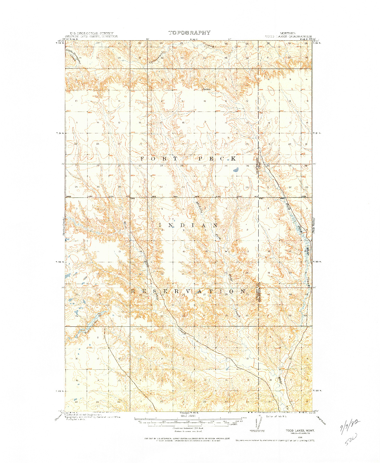 USGS 1:62500-SCALE QUADRANGLE FOR TODD LAKES, MT 1910