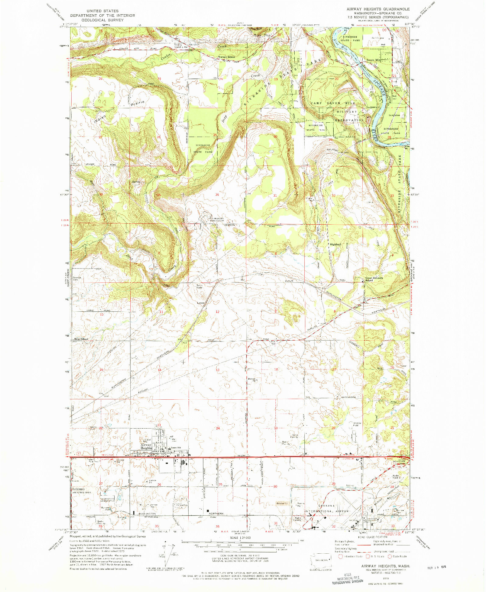 USGS 1:24000-SCALE QUADRANGLE FOR AIRWAY HEIGHTS, WA 1973