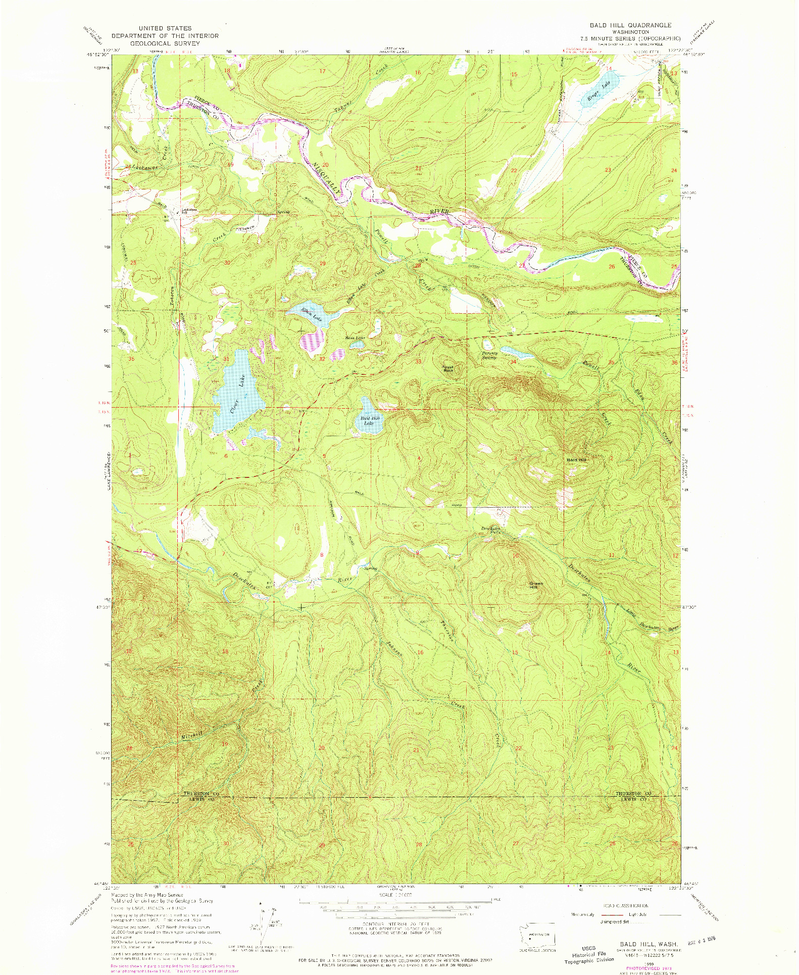 USGS 1:24000-SCALE QUADRANGLE FOR BALD HILL, WA 1959