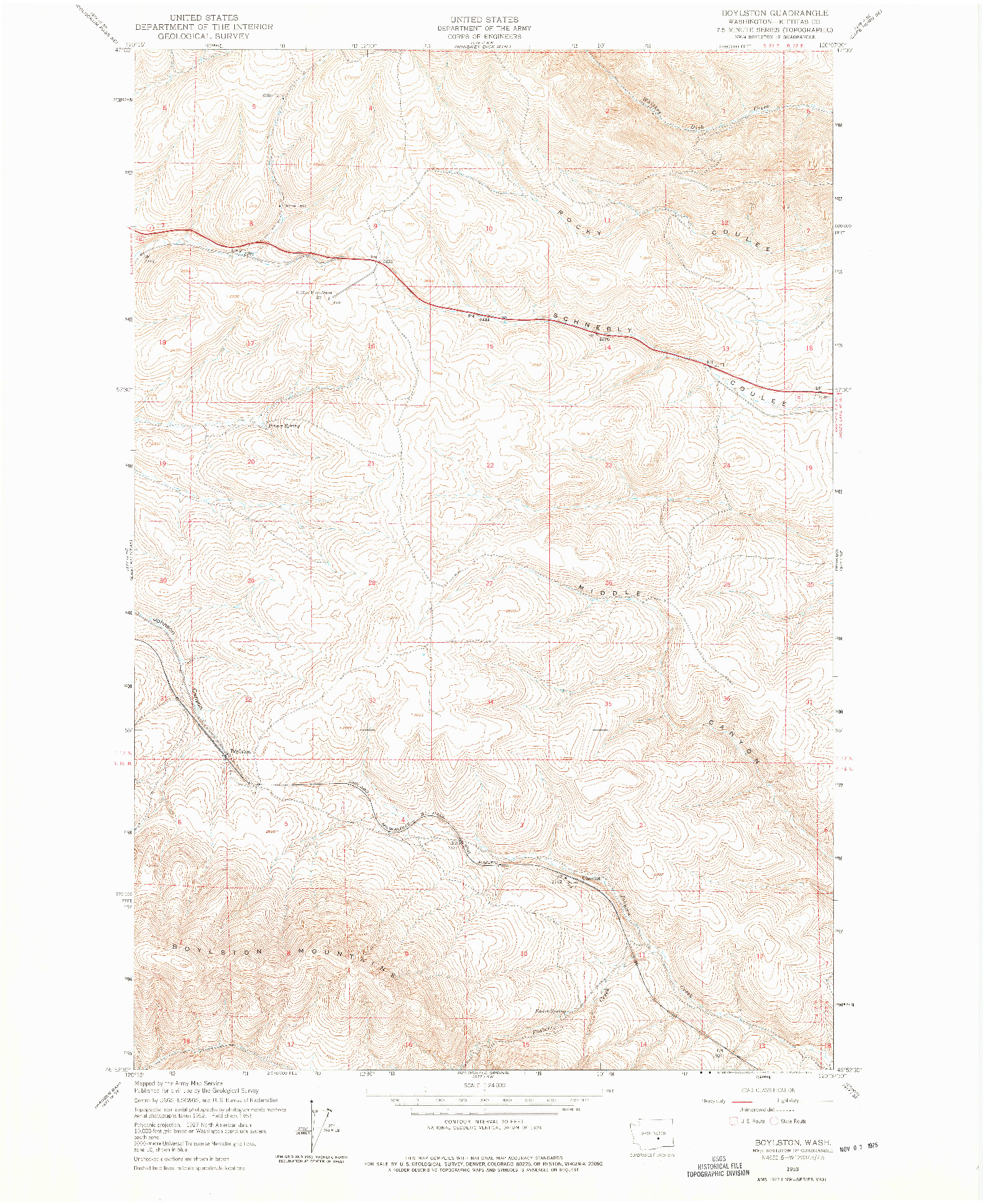 USGS 1:24000-SCALE QUADRANGLE FOR BOYLSTON, WA 1953