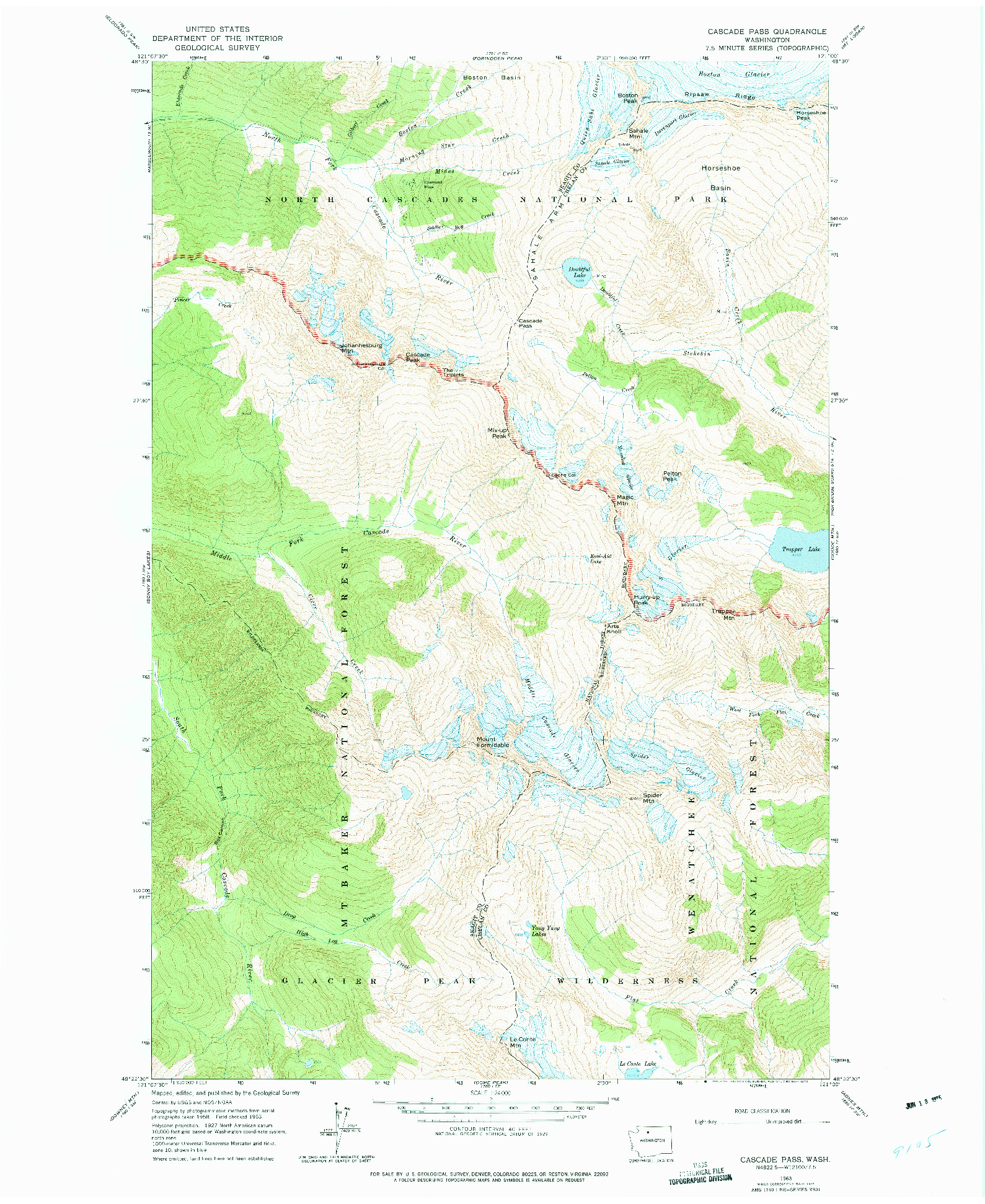 USGS 1:24000-SCALE QUADRANGLE FOR CASCADE PASS, WA 1963