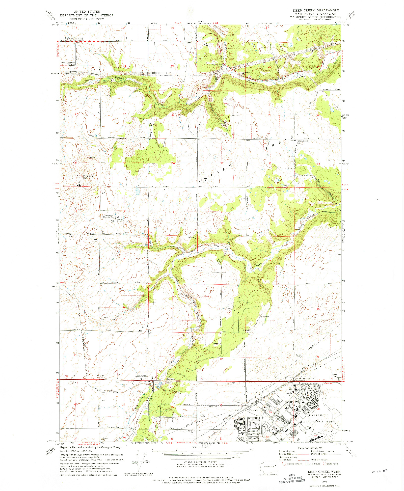 USGS 1:24000-SCALE QUADRANGLE FOR DEEP CREEK, WA 1973