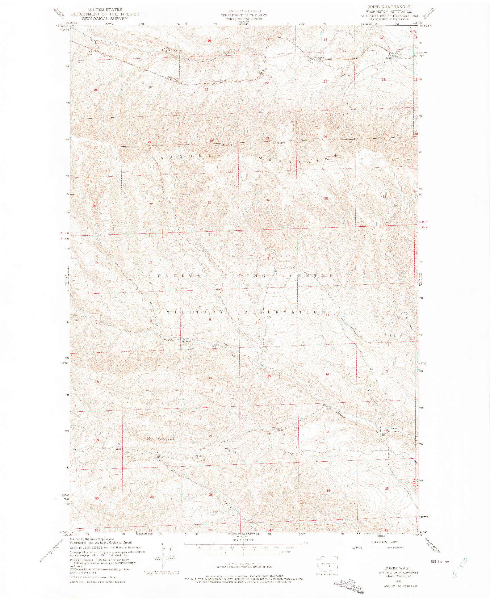USGS 1:24000-SCALE QUADRANGLE FOR DORIS, WA 1953