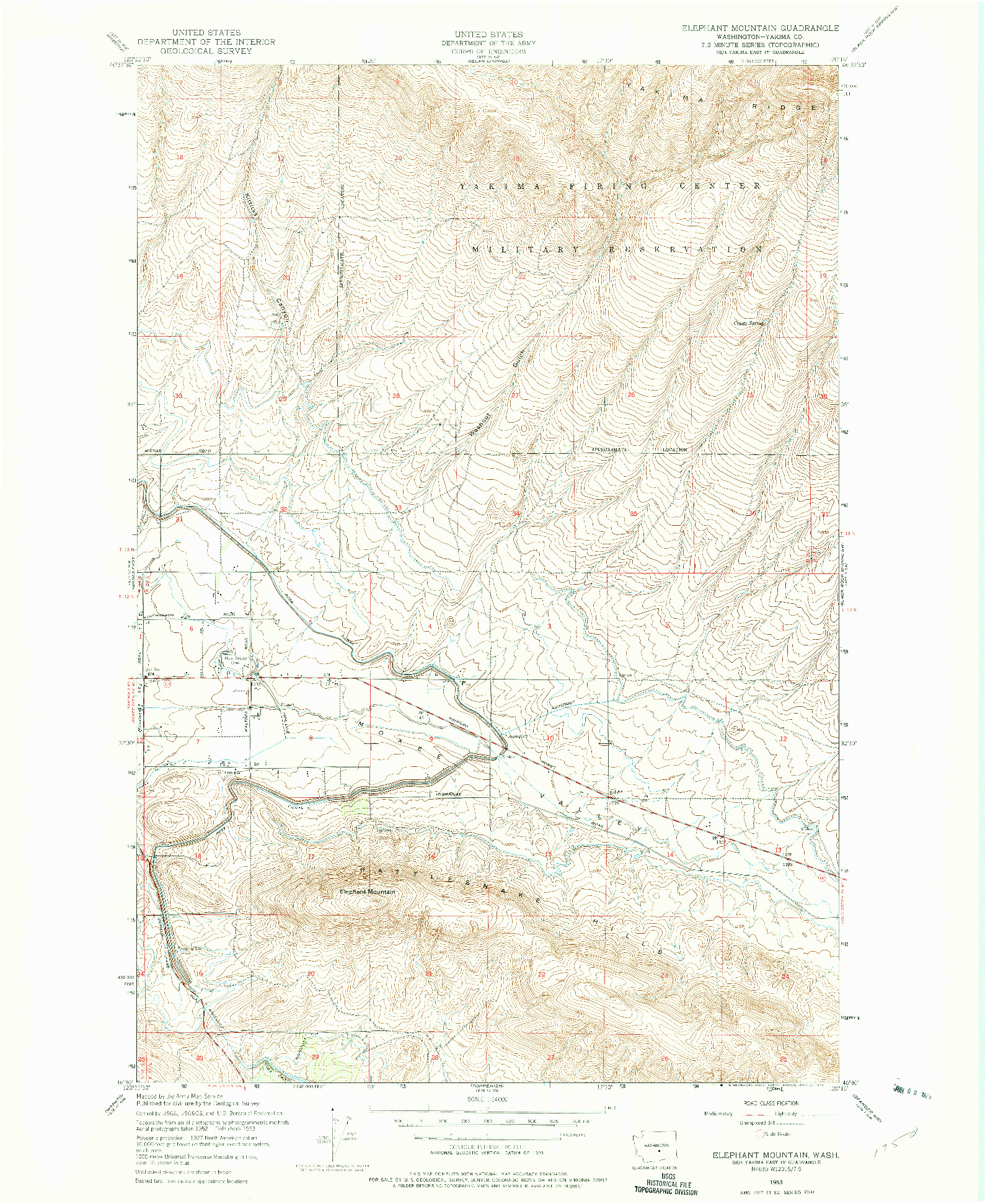 USGS 1:24000-SCALE QUADRANGLE FOR ELEPHANT MOUNTAIN, WA 1953