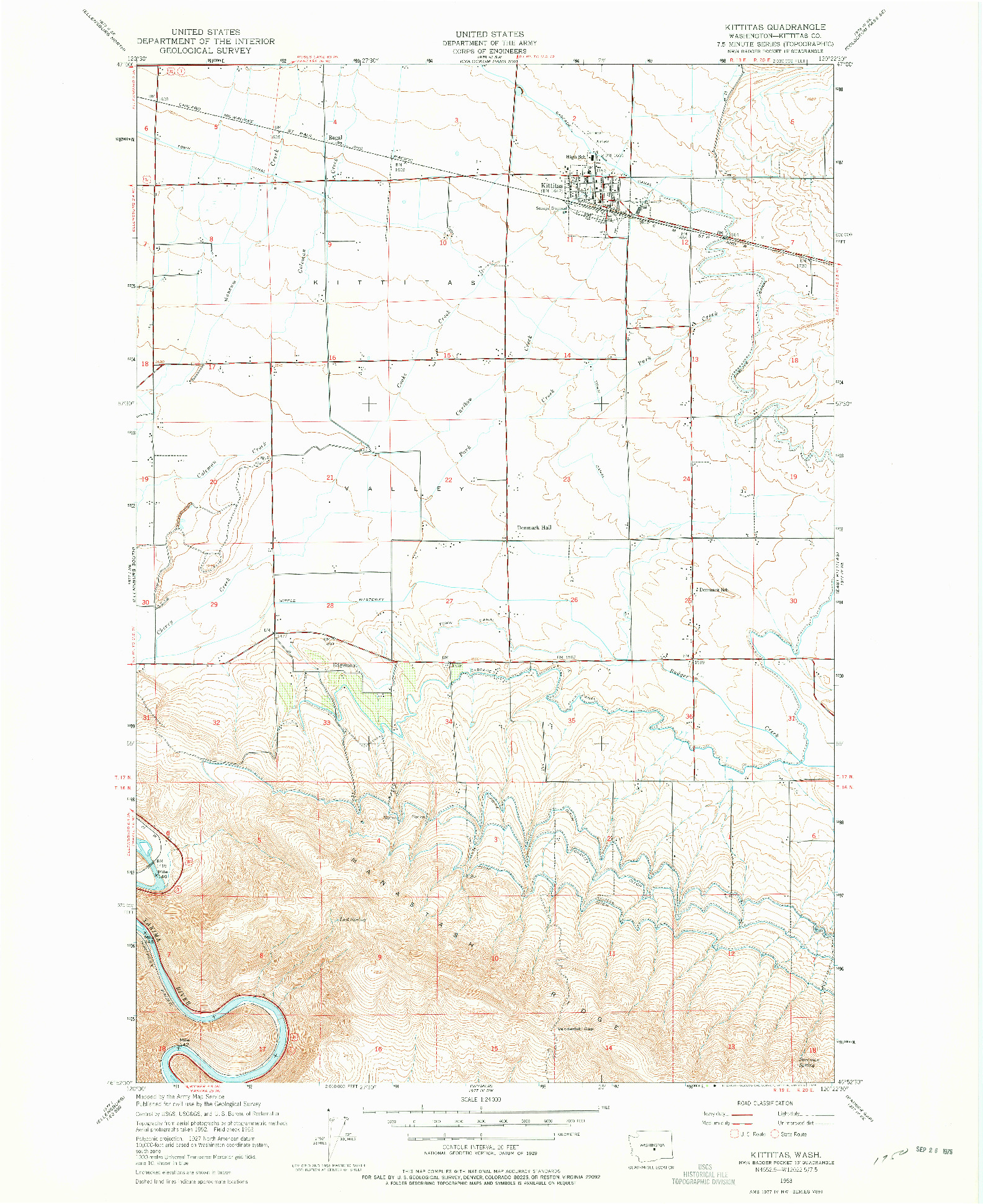 USGS 1:24000-SCALE QUADRANGLE FOR KITTITAS, WA 1953