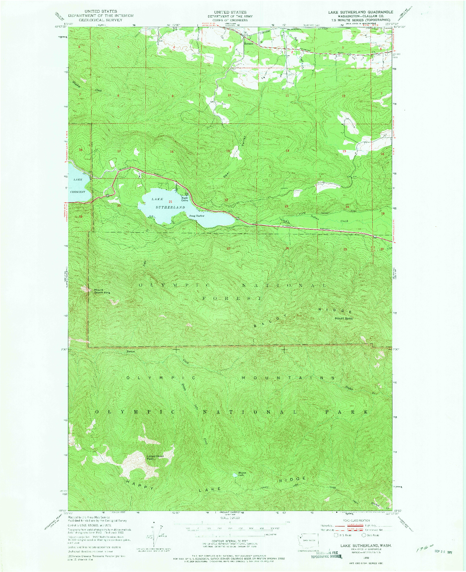 USGS 1:24000-SCALE QUADRANGLE FOR LAKE SUTHERLAND, WA 1950