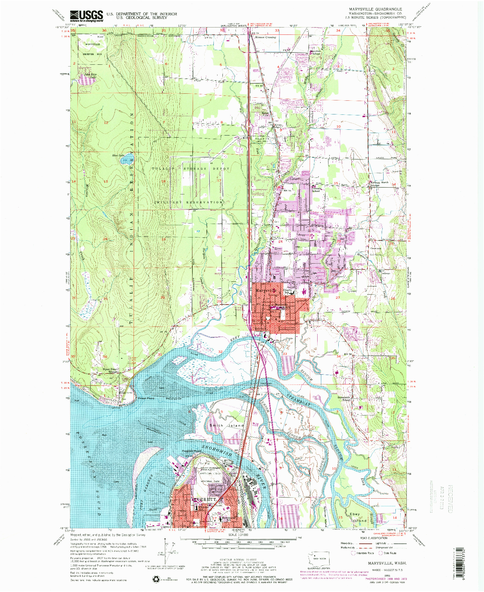 USGS 1:24000-SCALE QUADRANGLE FOR MARYSVILLE, WA 1956