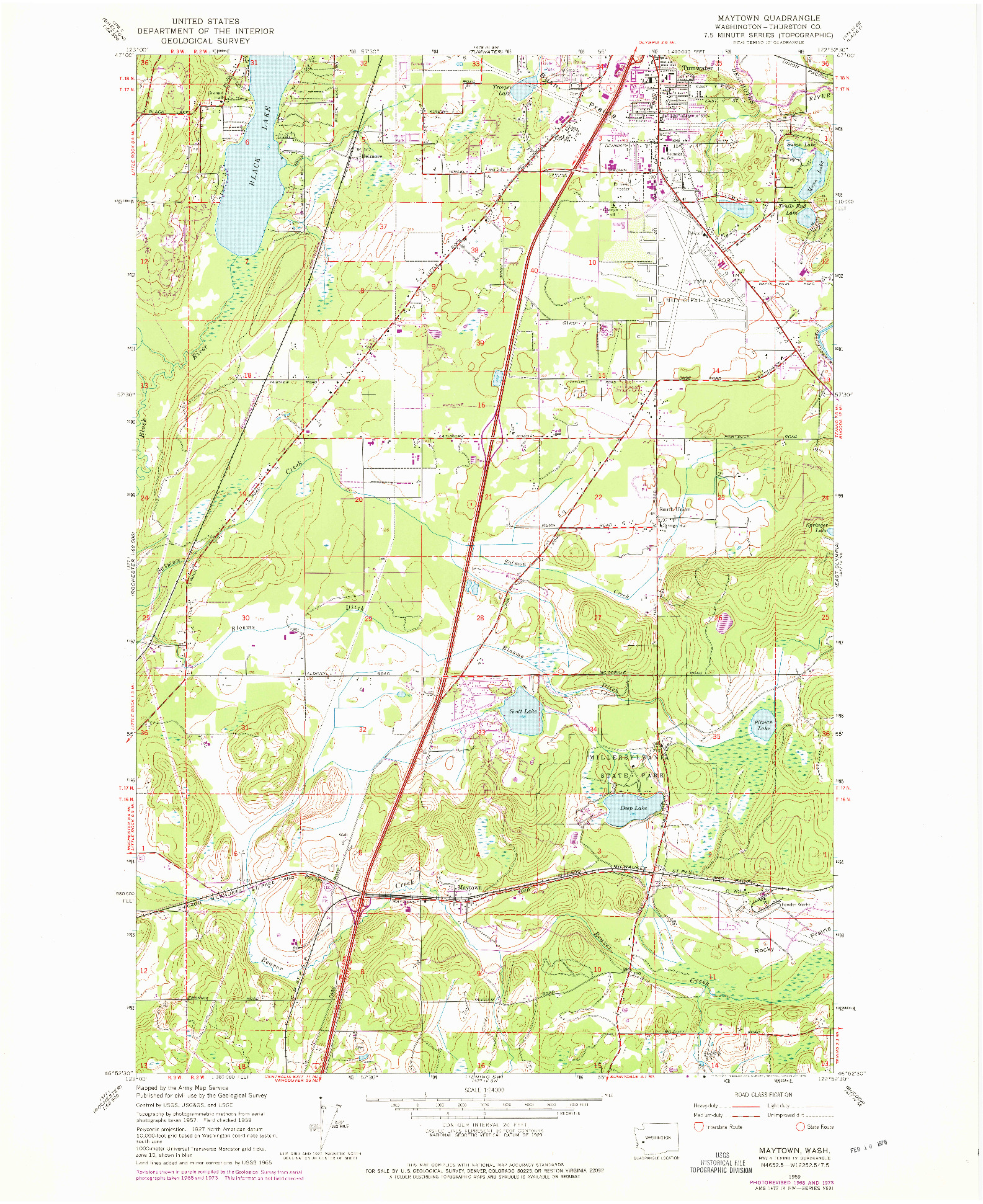 USGS 1:24000-SCALE QUADRANGLE FOR MAYTOWN, WA 1959