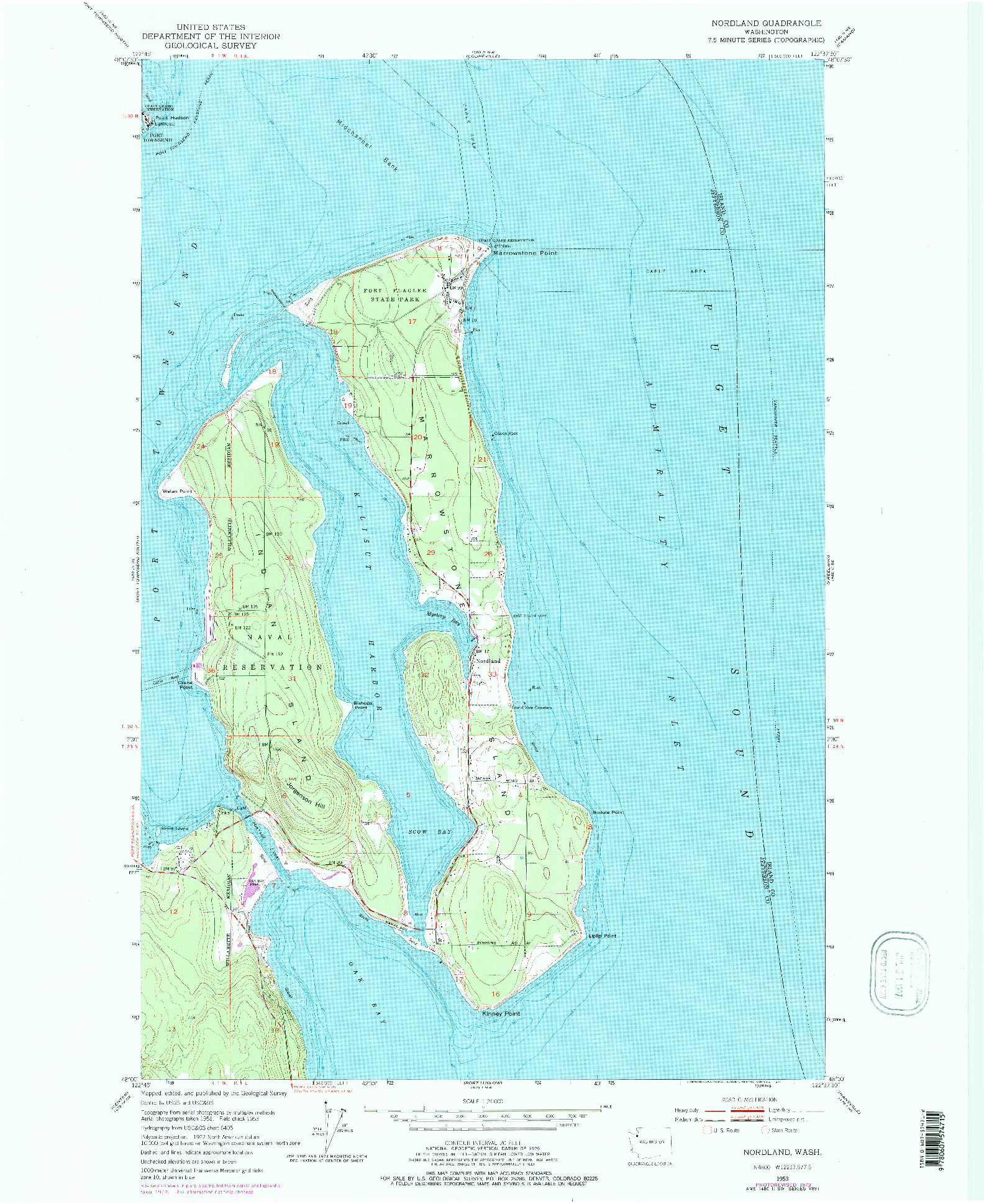 USGS 1:24000-SCALE QUADRANGLE FOR NORDLAND, WA 1953