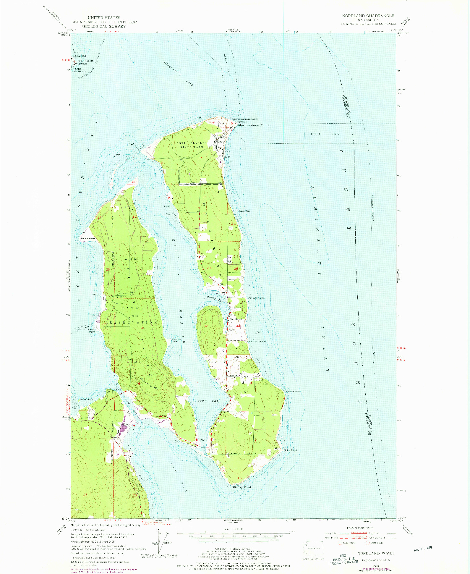 USGS 1:24000-SCALE QUADRANGLE FOR NORDLAND, WA 1953